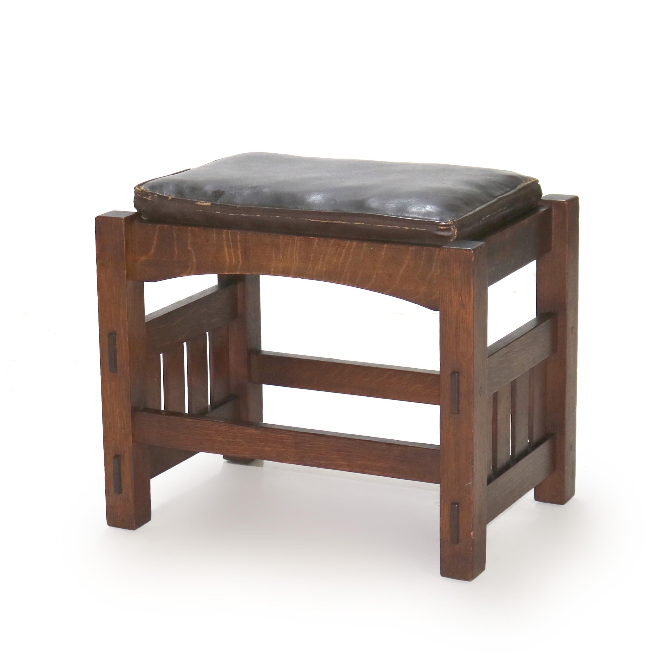 Antiguo taburete JM Young Stickley School Arts & Crafts Mission Oak C1910 siglo XX