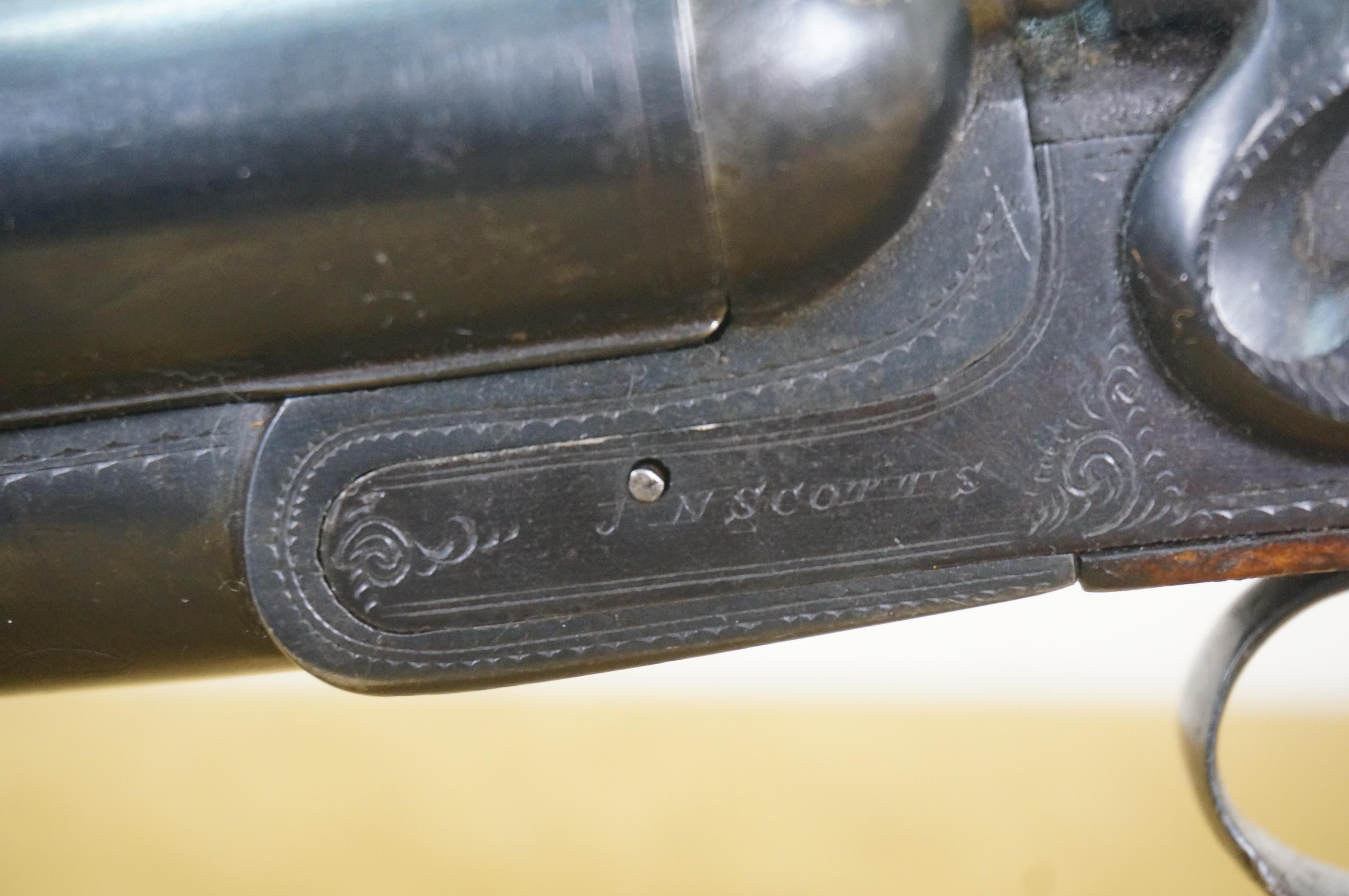 Antique JN Scotts St. Louis Model 1886 Double Barrel 12 Gauge Hammer Shotgun For Sale 10