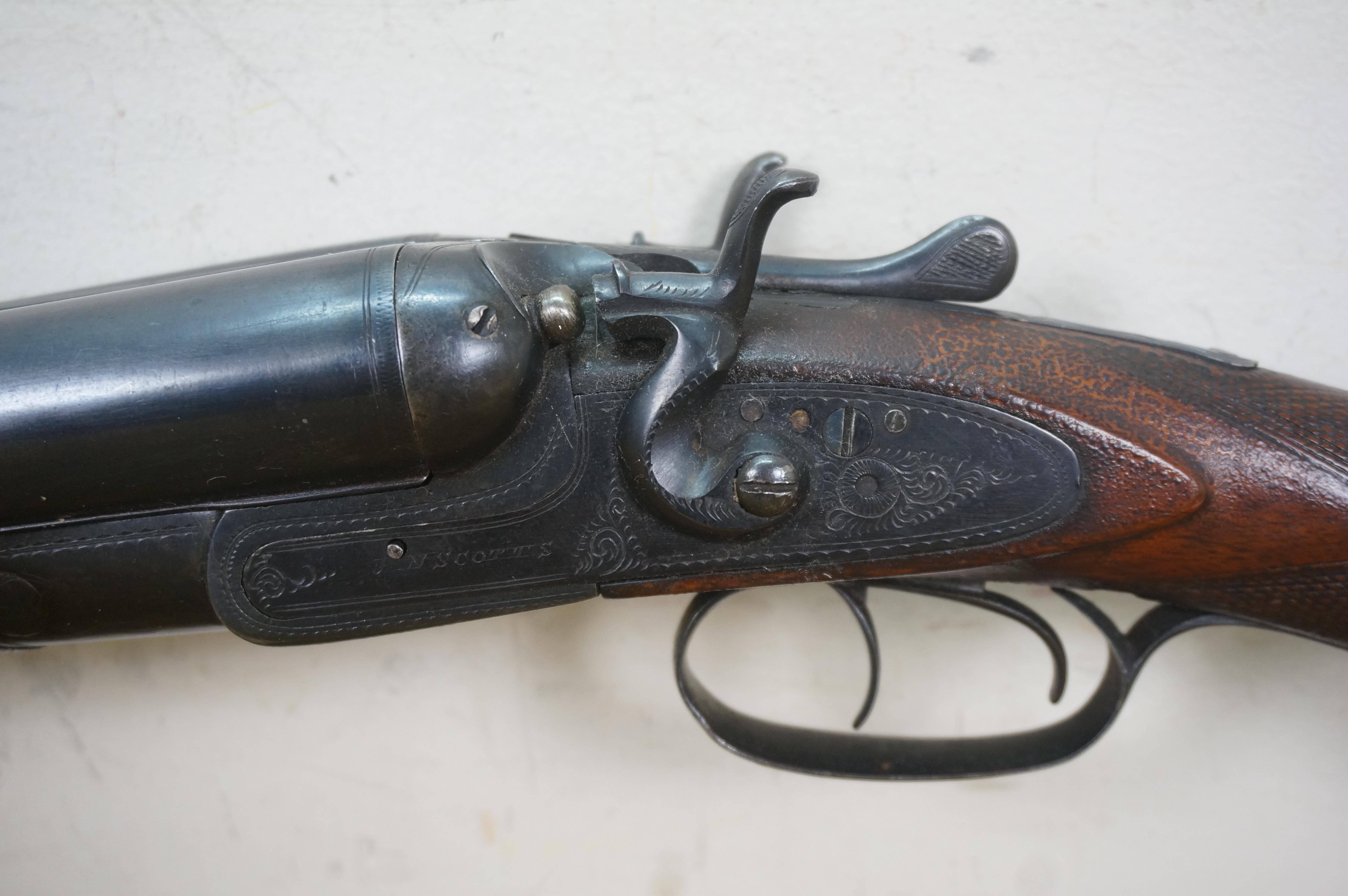 Antique JN Scotts St. Louis Model 1886 Double Barrel 12 Gauge Hammer Shotgun For Sale 1