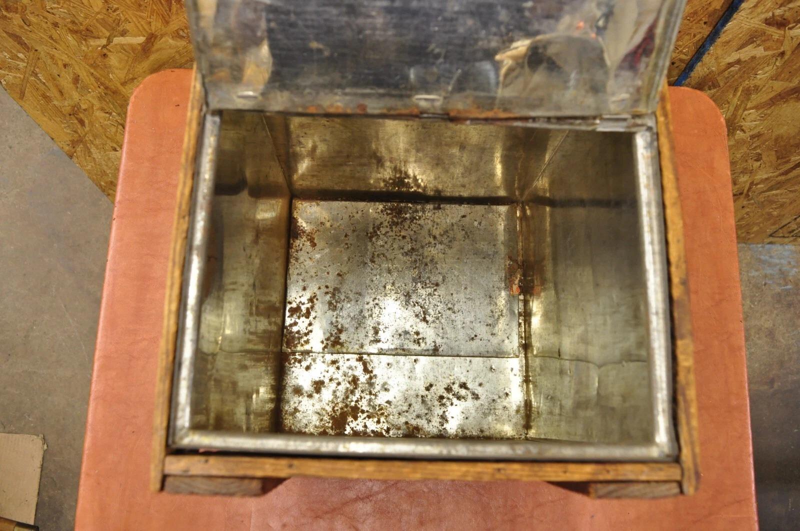 Metal Antique J.O. & G.N. Rowe Co Oneonta, NY Yellow Tin Coffee Hopper Store Spice Bin For Sale