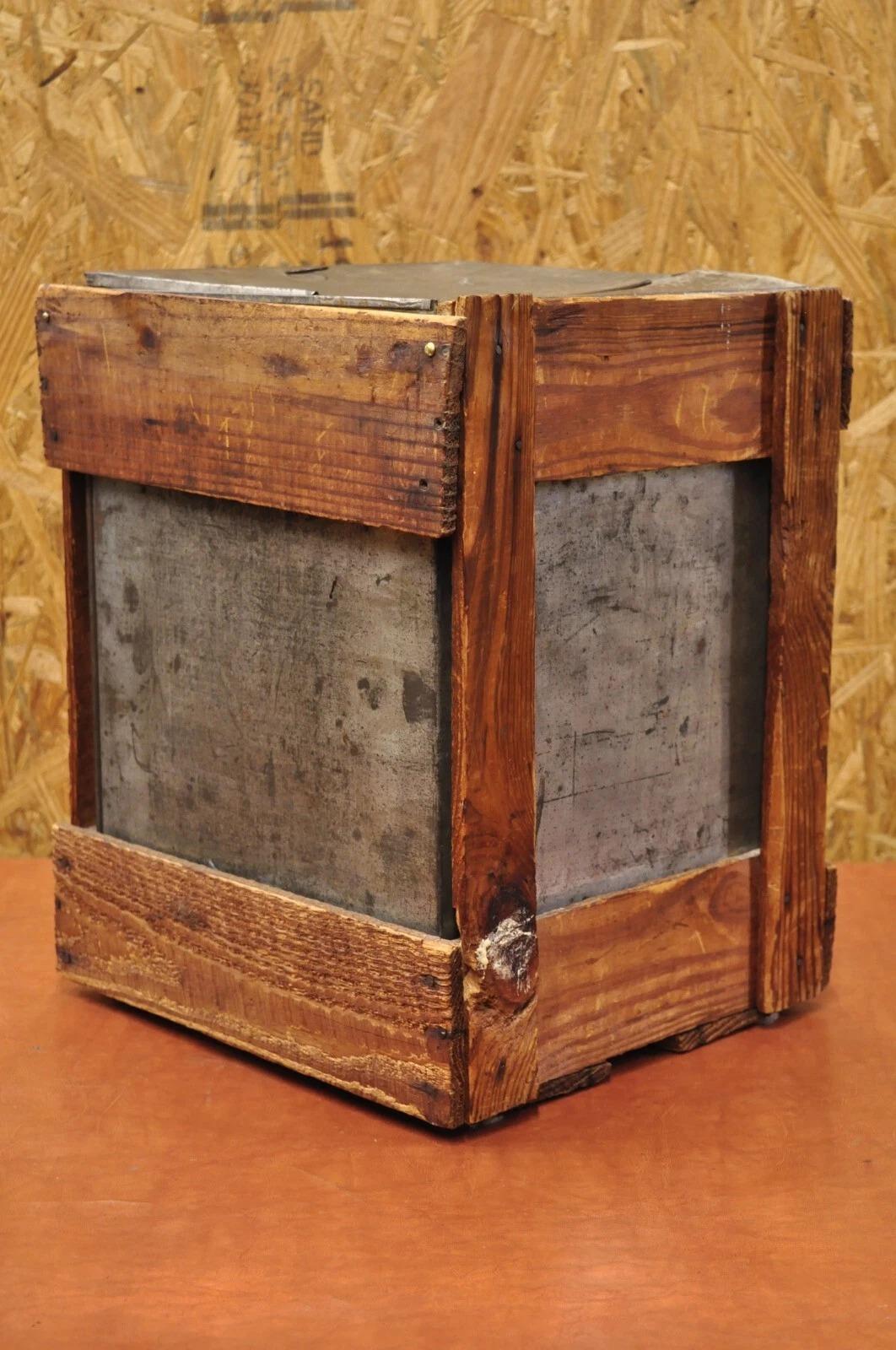 Antique J.O. & G.N. Rowe Co Oneonta, NY Yellow Tin Coffee Hopper Store Spice Bin For Sale 2