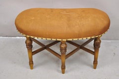 Panca-sgabello da toeletta d’epoca Joerns Bros in stile provenzale francese, a forma di fagiolo e con 6 gambe