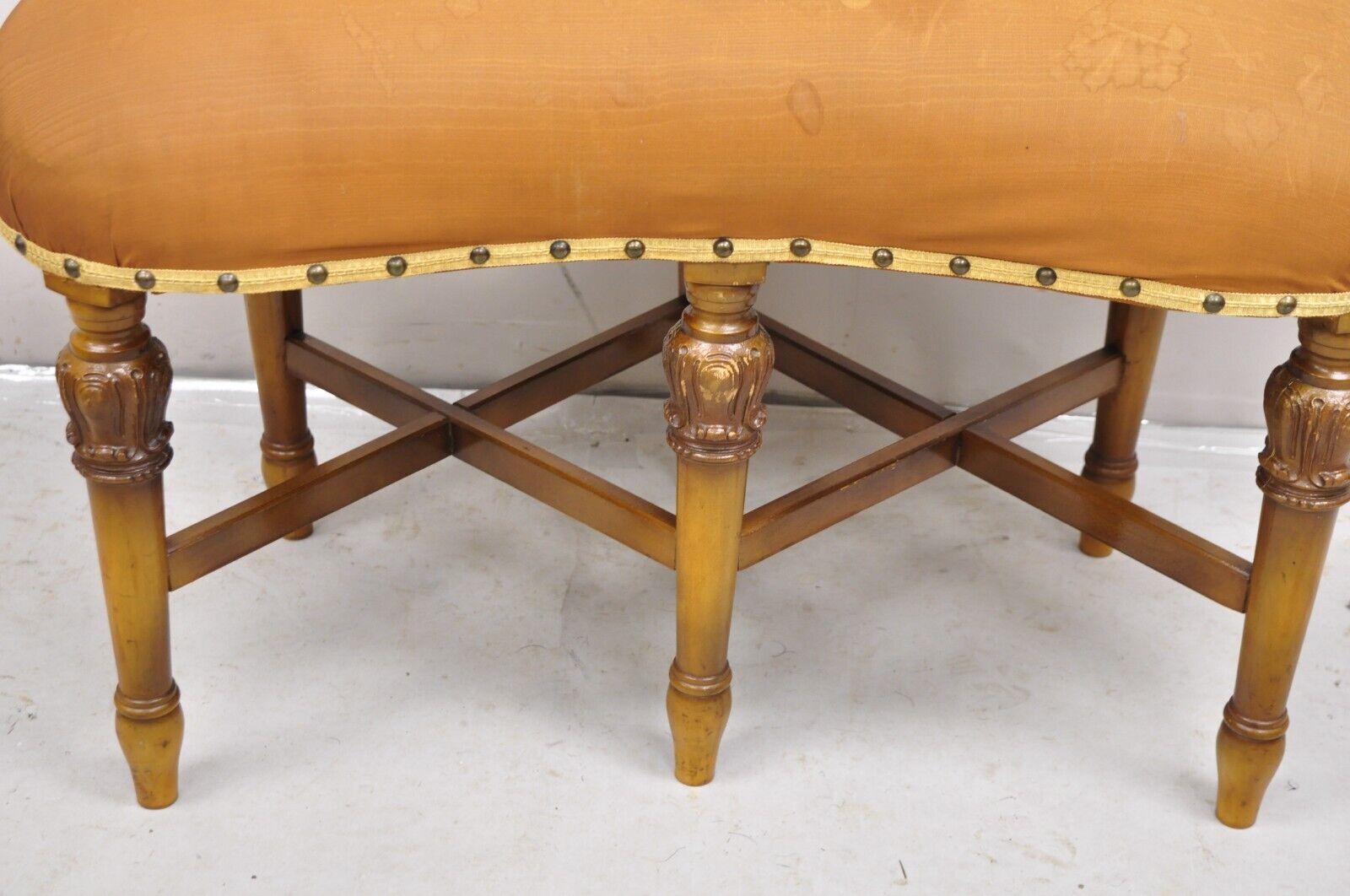 Antique Joerns Bros Kidney Bean 6 Leg French Provincial Vanity Bench Seat In Good Condition For Sale In Philadelphia, PA