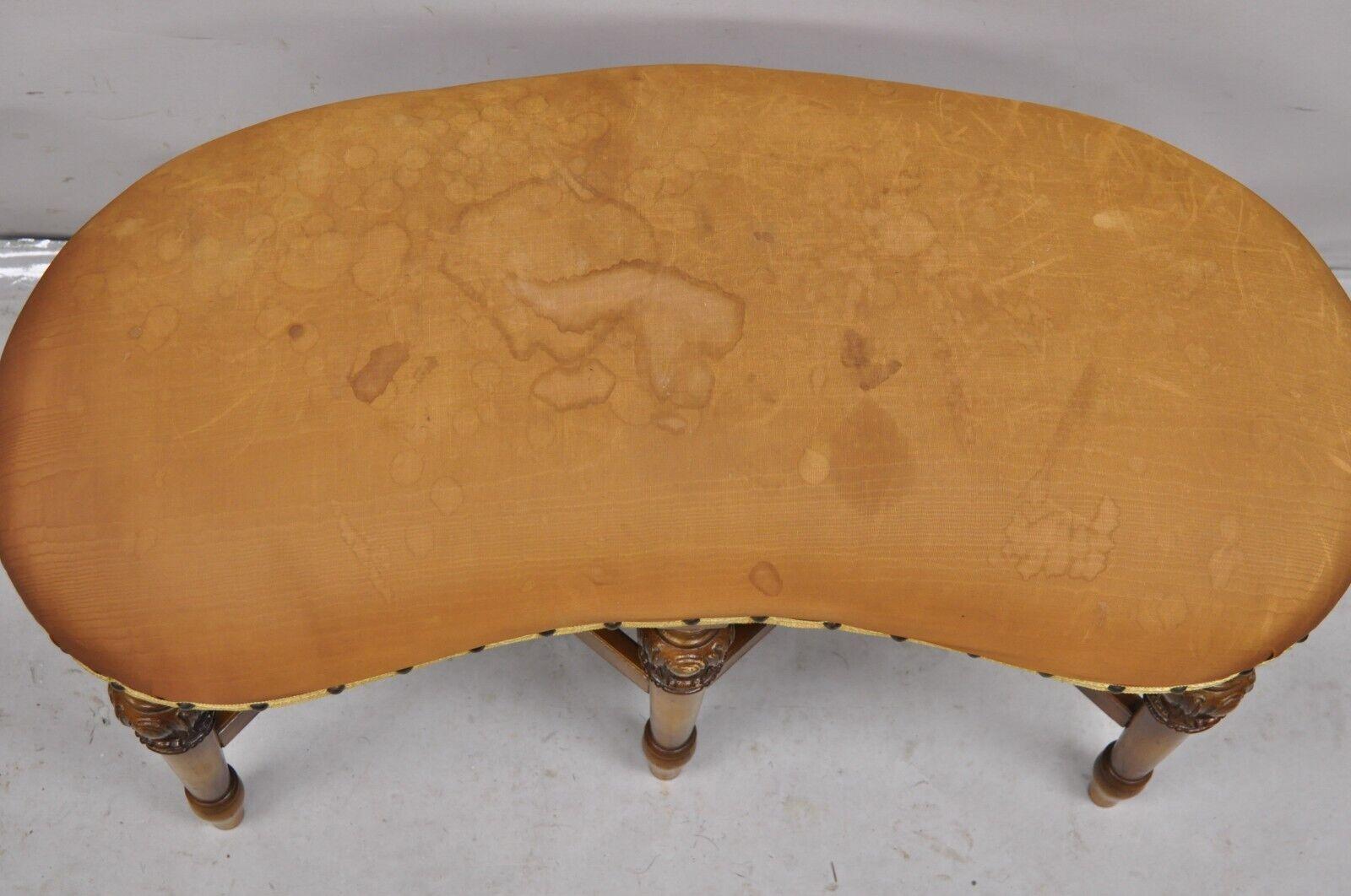 20th Century Antique Joerns Bros Kidney Bean 6 Leg French Provincial Vanity Bench Seat For Sale