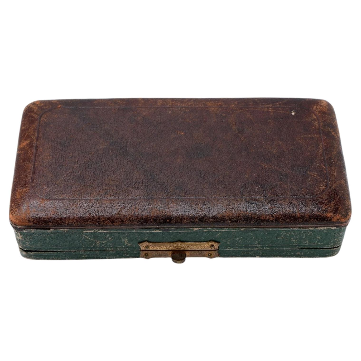 Antique Johann Tresnak Vienna Green Brooch Presentation Box For Sale