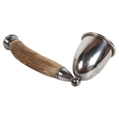Antique John Hasselbring Sterling Silver & Antler Single Bar Jigger No. 40