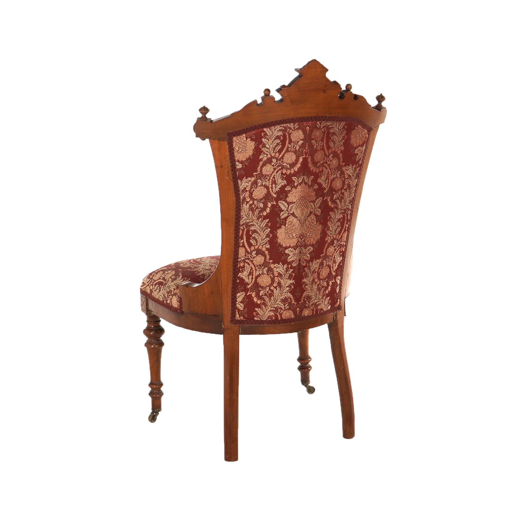 Antique John Jelliff Renaissance Revival Carved Walnut Side Chair C1880 5