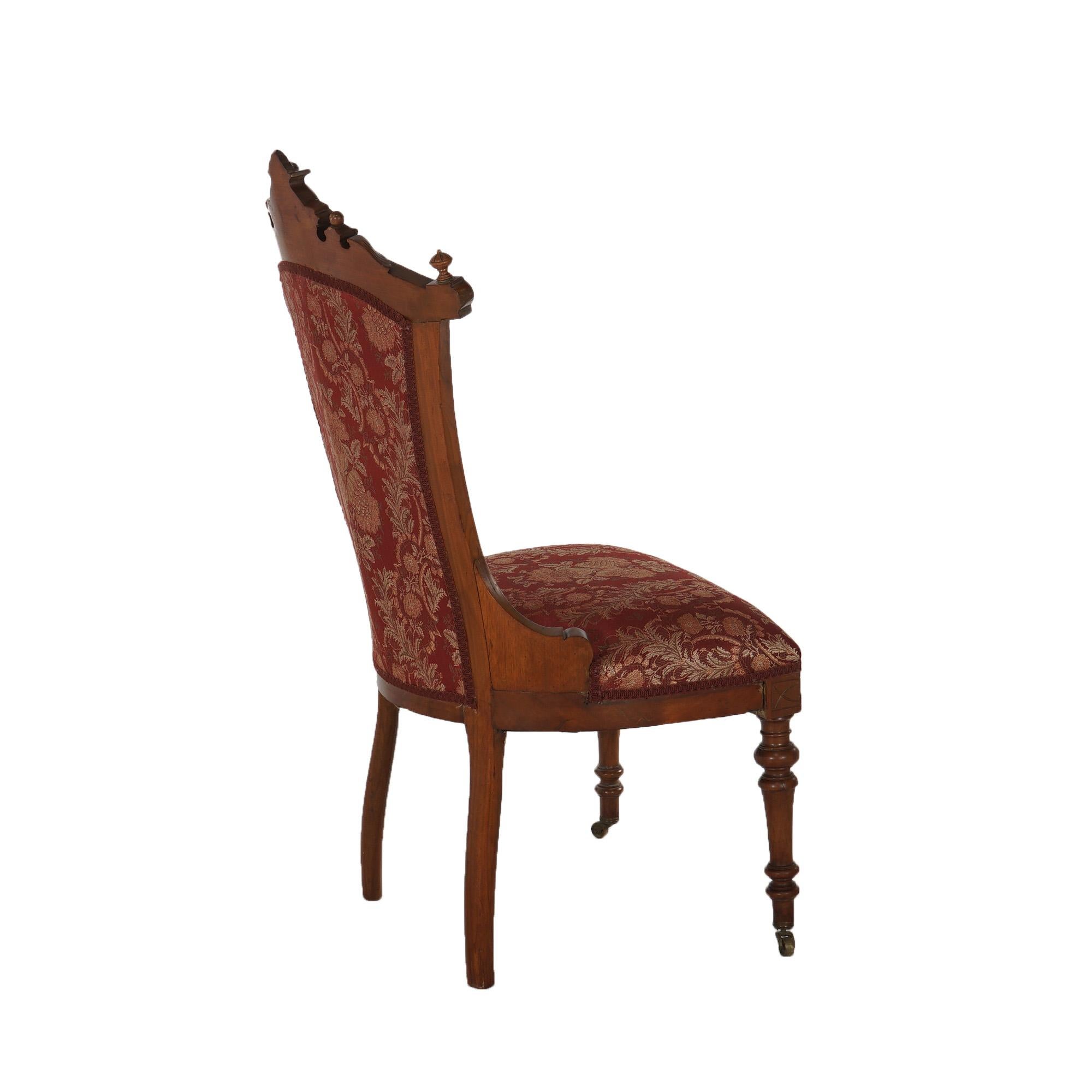 Antique John Jelliff Renaissance Revival Carved Walnut Side Chair C1880 6