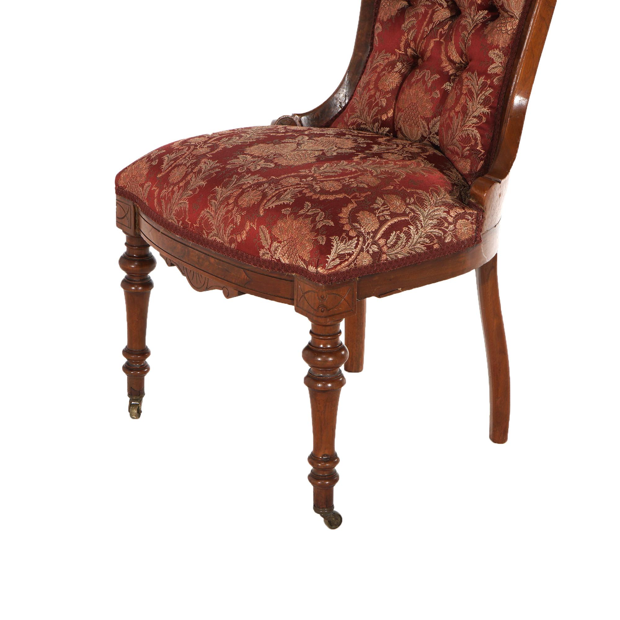 Antique John Jelliff Renaissance Revival Carved Walnut Side Chair C1880 8