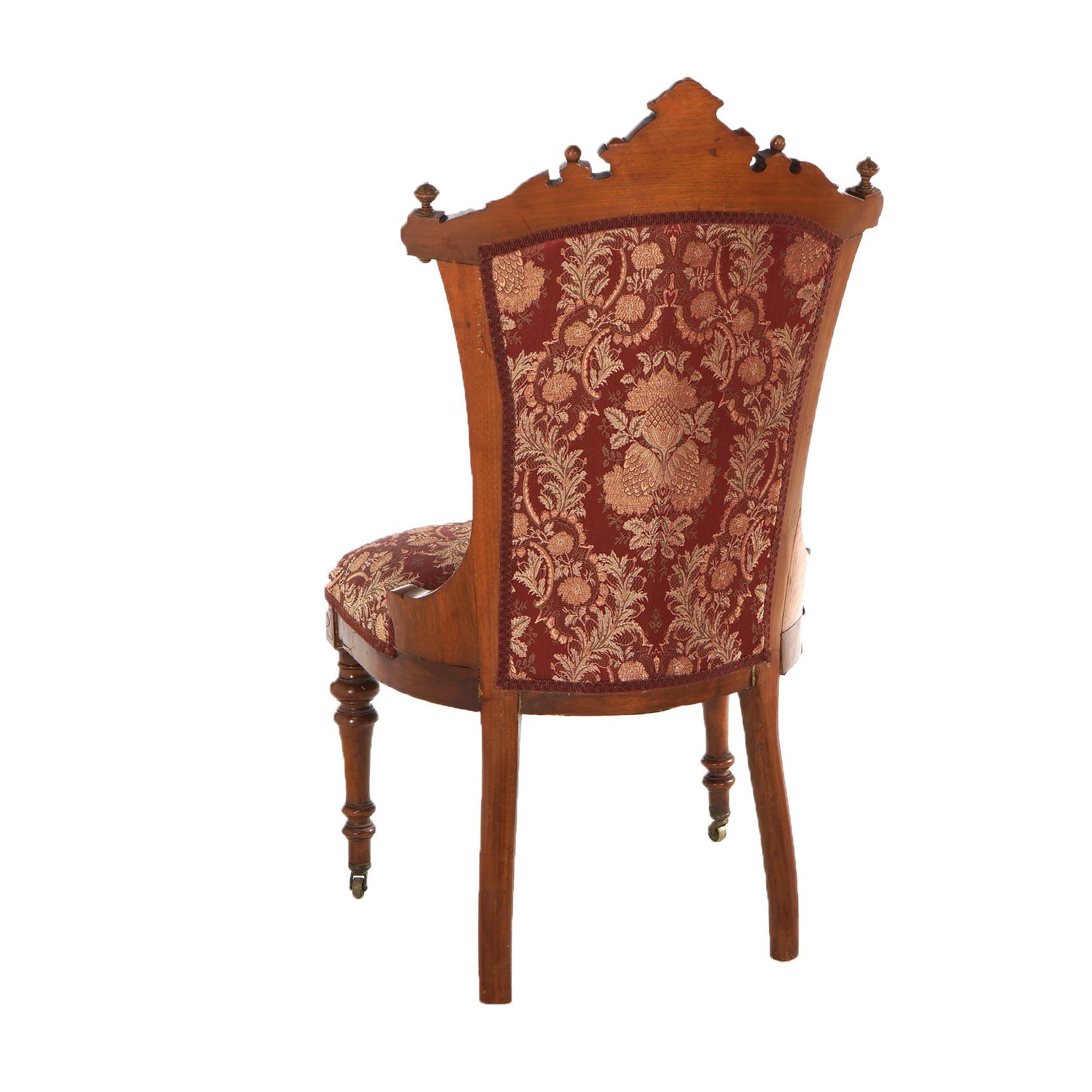 Antique John Jelliff Renaissance Revival Carved Walnut Side Chair C1880 10