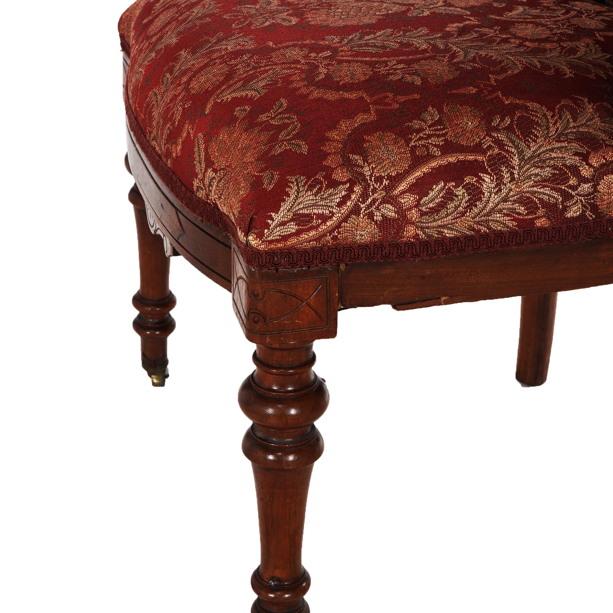 Antique John Jelliff Renaissance Revival Carved Walnut Side Chair C1880 4