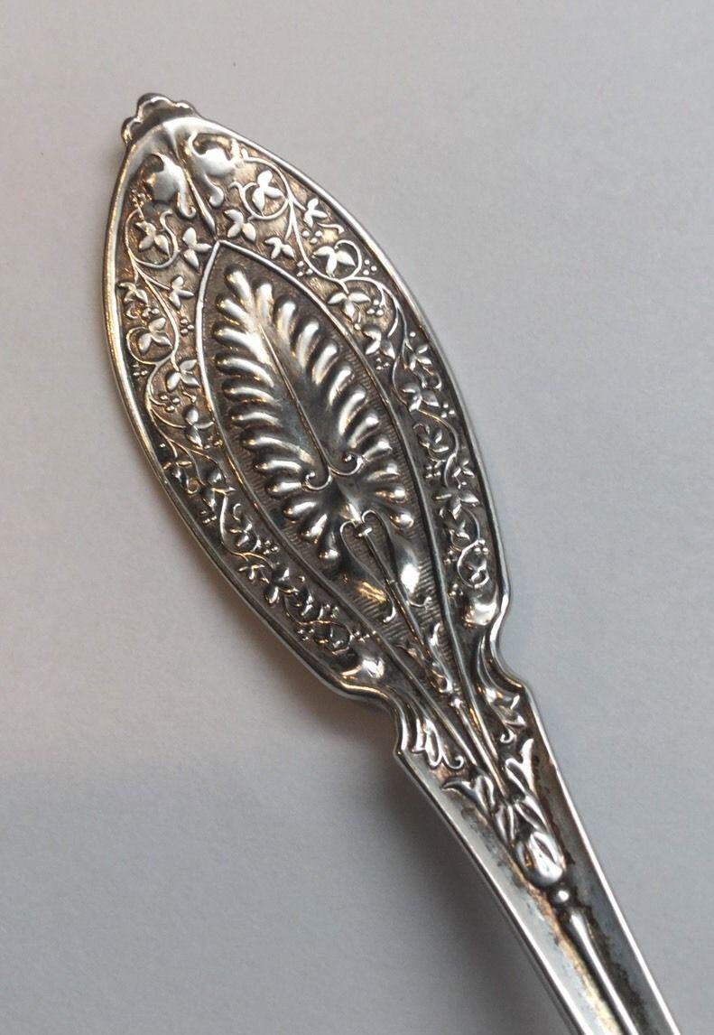 Late 19th Century Antique John Polhamus Sterling Silver 4 Coffee Spoons & Master Salt Spoon, 1874 For Sale