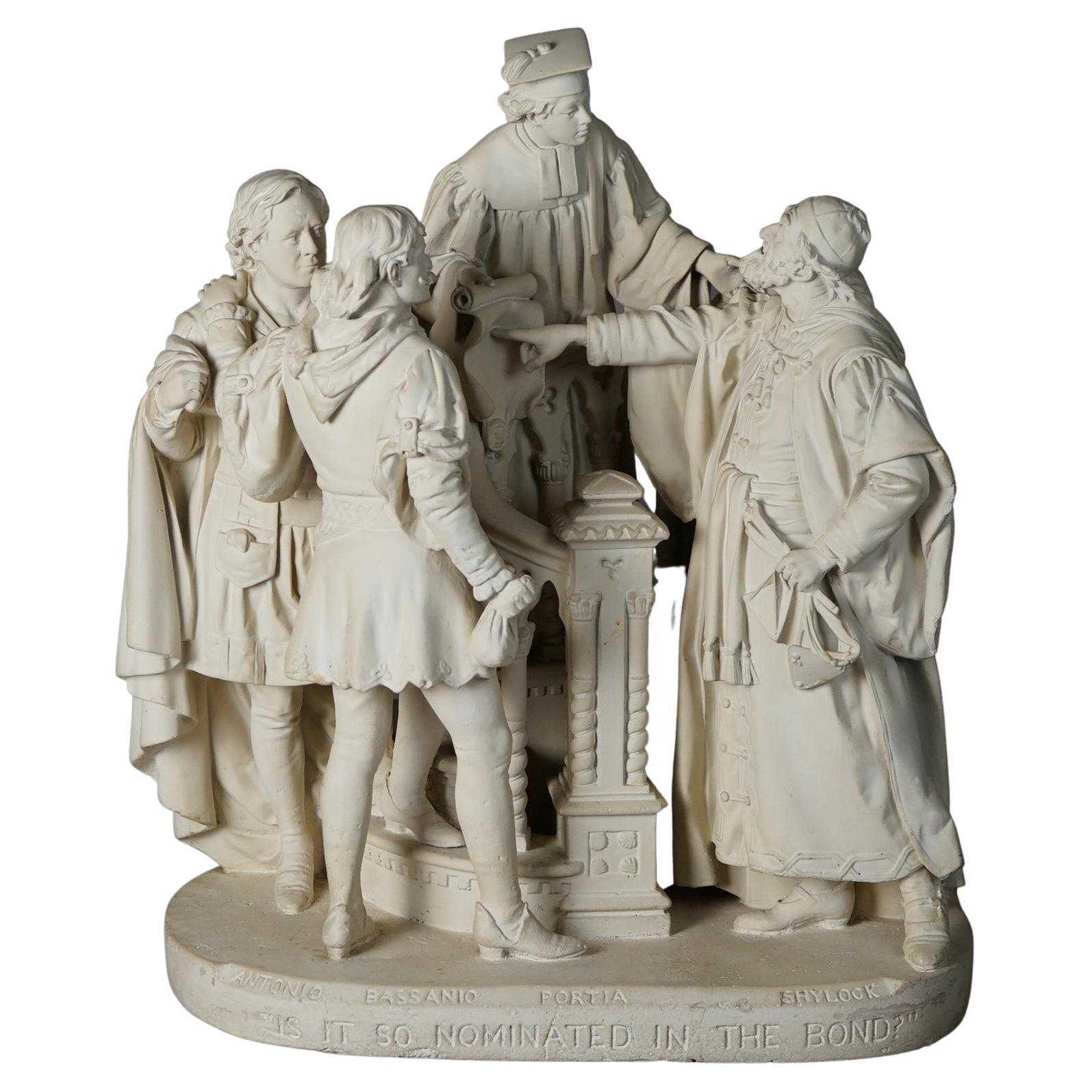 Groupe sculptural ancien de John Rogers « Antonio Bassanio » (19ème siècle)