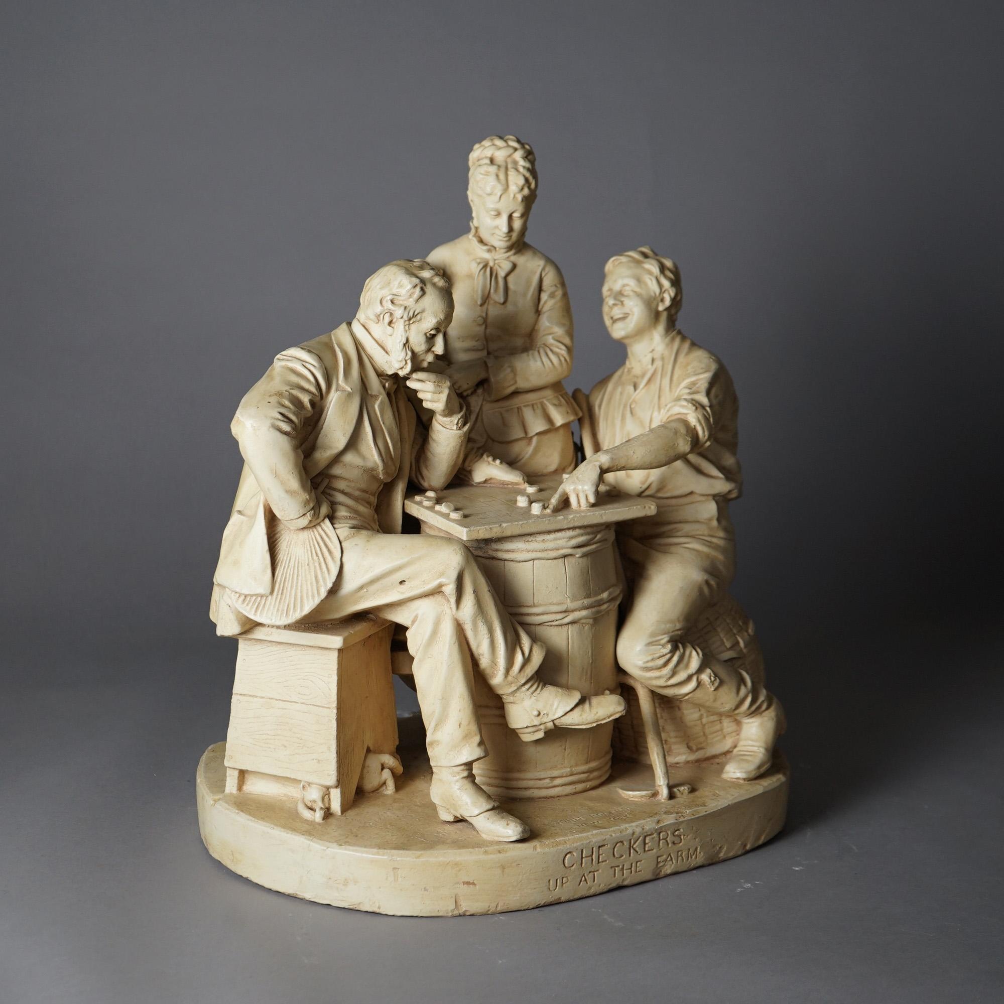 Groupe sculptural ancien Chesss de John Rogers, 19ème siècle en vente 9