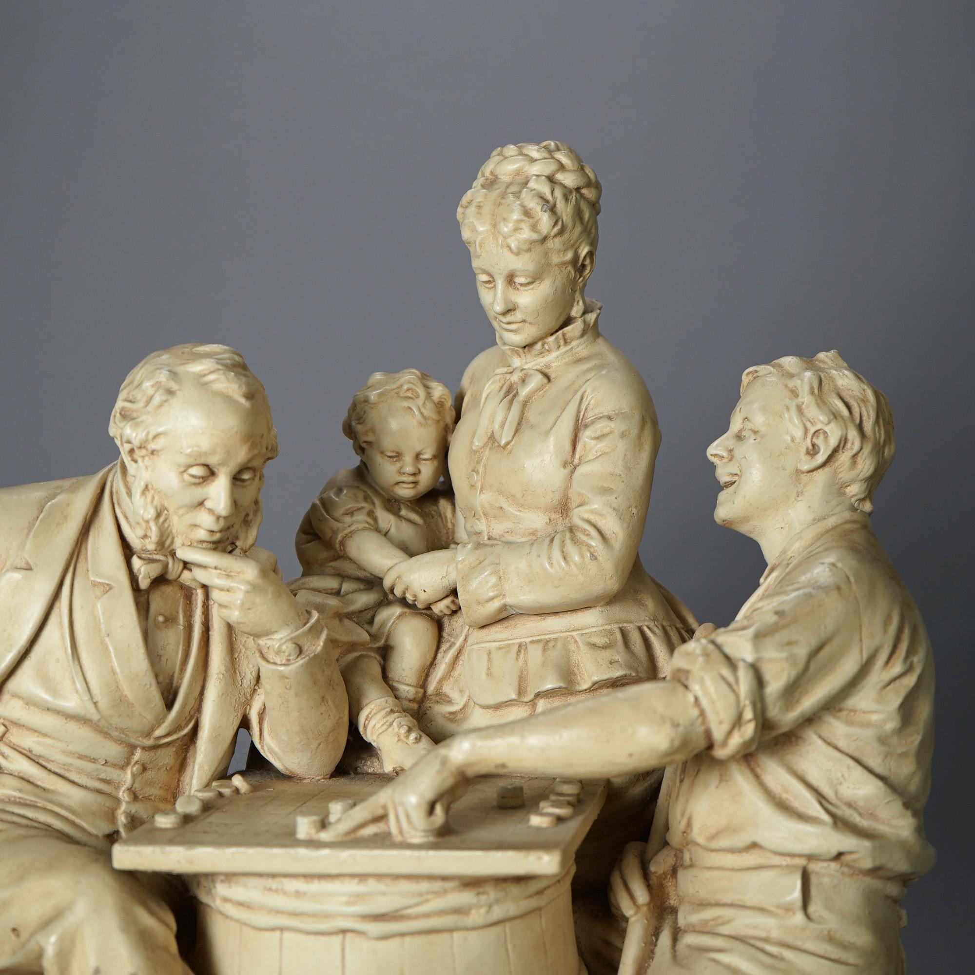 Groupe sculptural ancien Chesss de John Rogers, 19ème siècle Bon état - En vente à Big Flats, NY