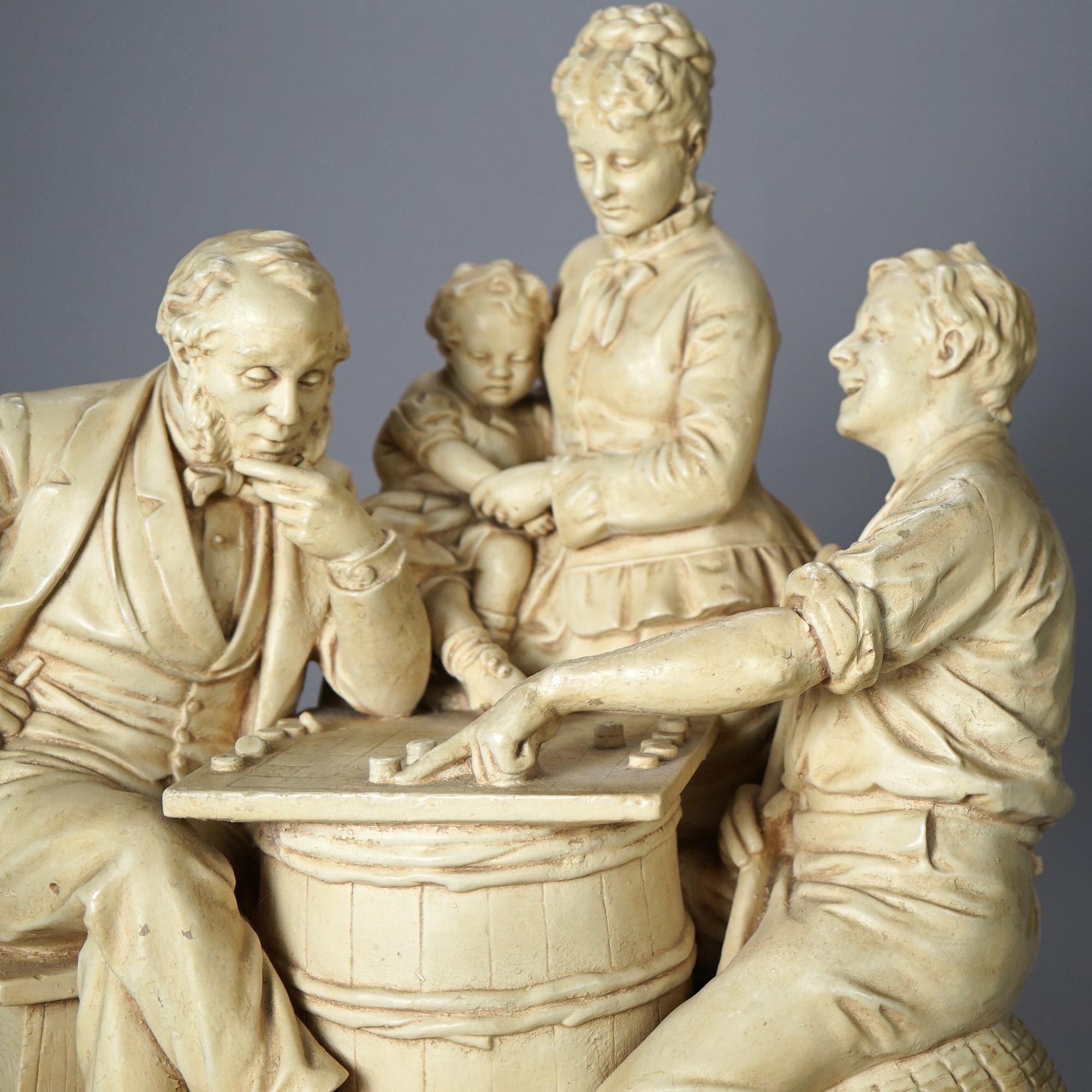 XIXe siècle Groupe sculptural ancien Chesss de John Rogers, 19ème siècle en vente