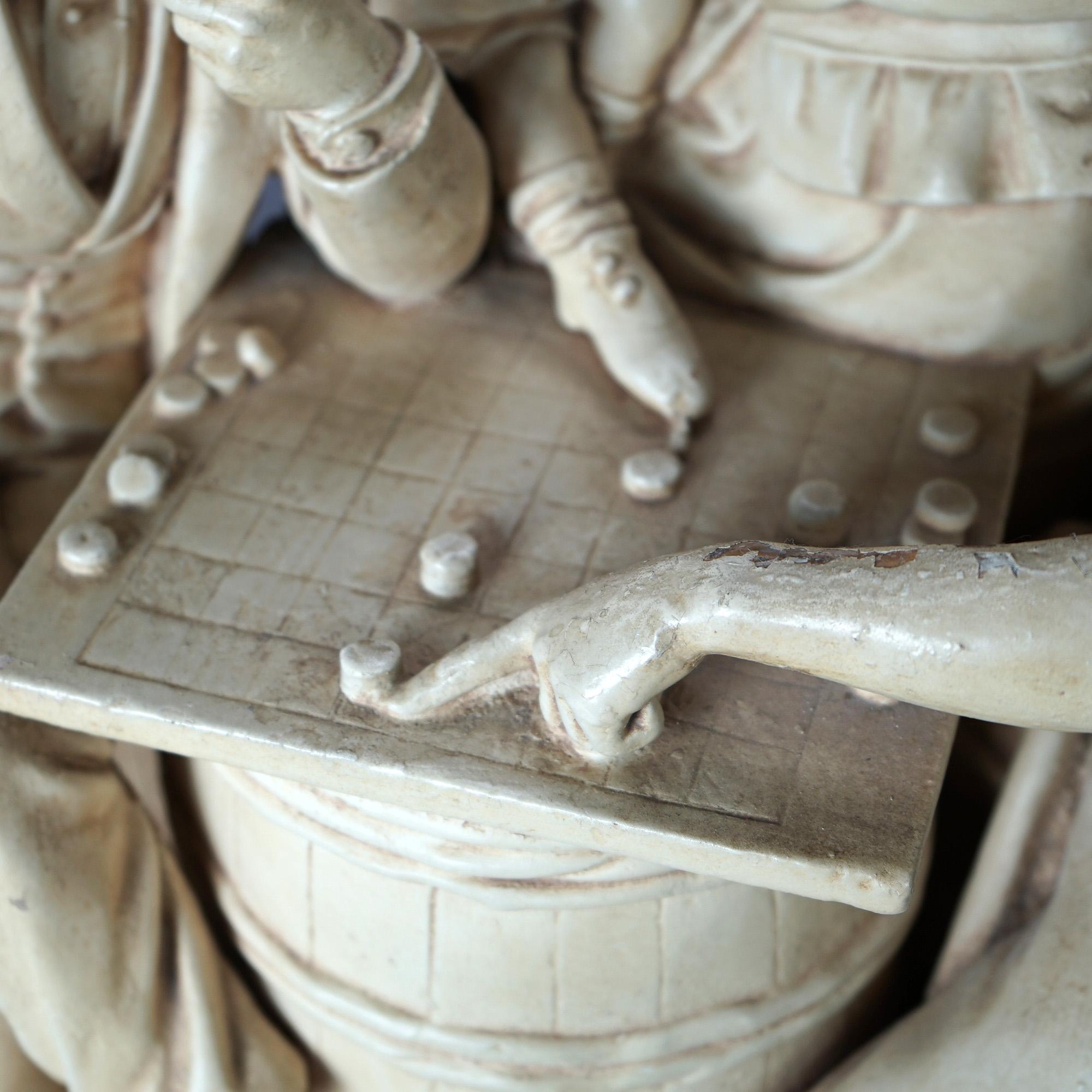 Plâtre Groupe sculptural ancien Chesss de John Rogers, 19ème siècle en vente