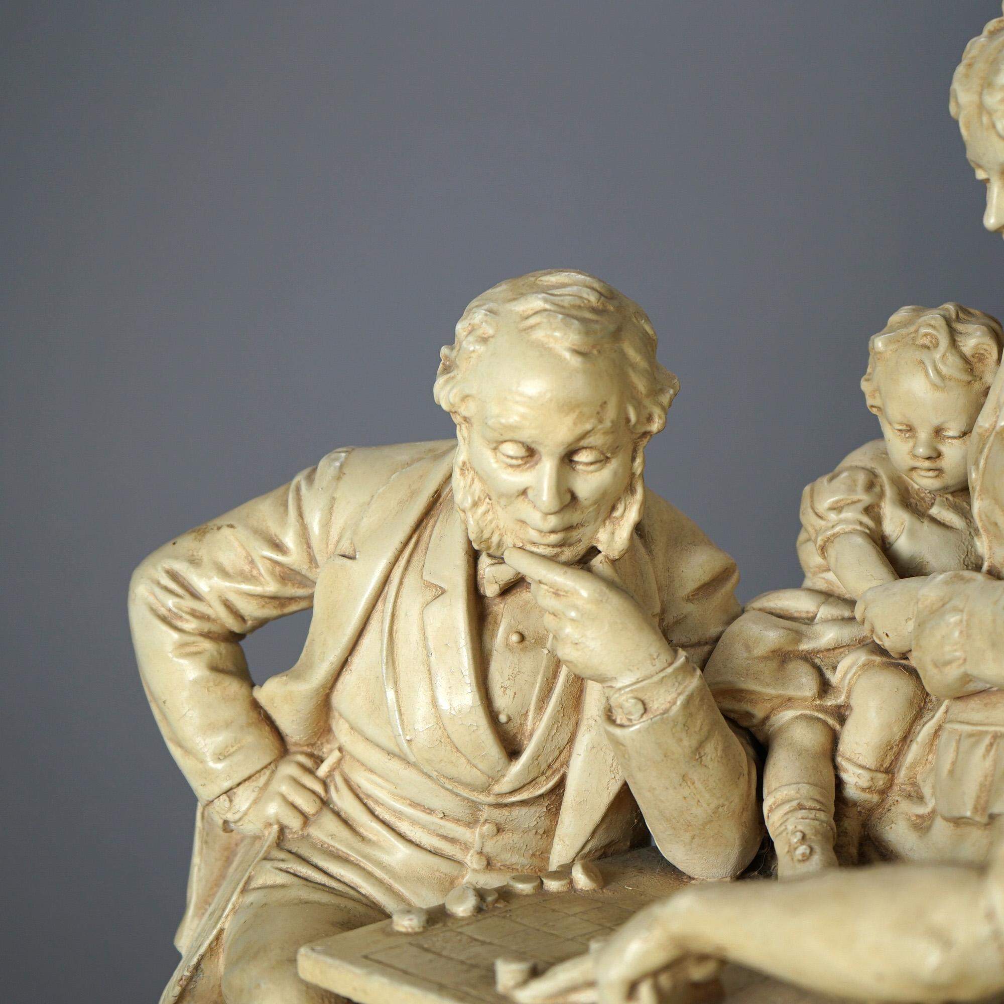 Groupe sculptural ancien Chesss de John Rogers, 19ème siècle en vente 1