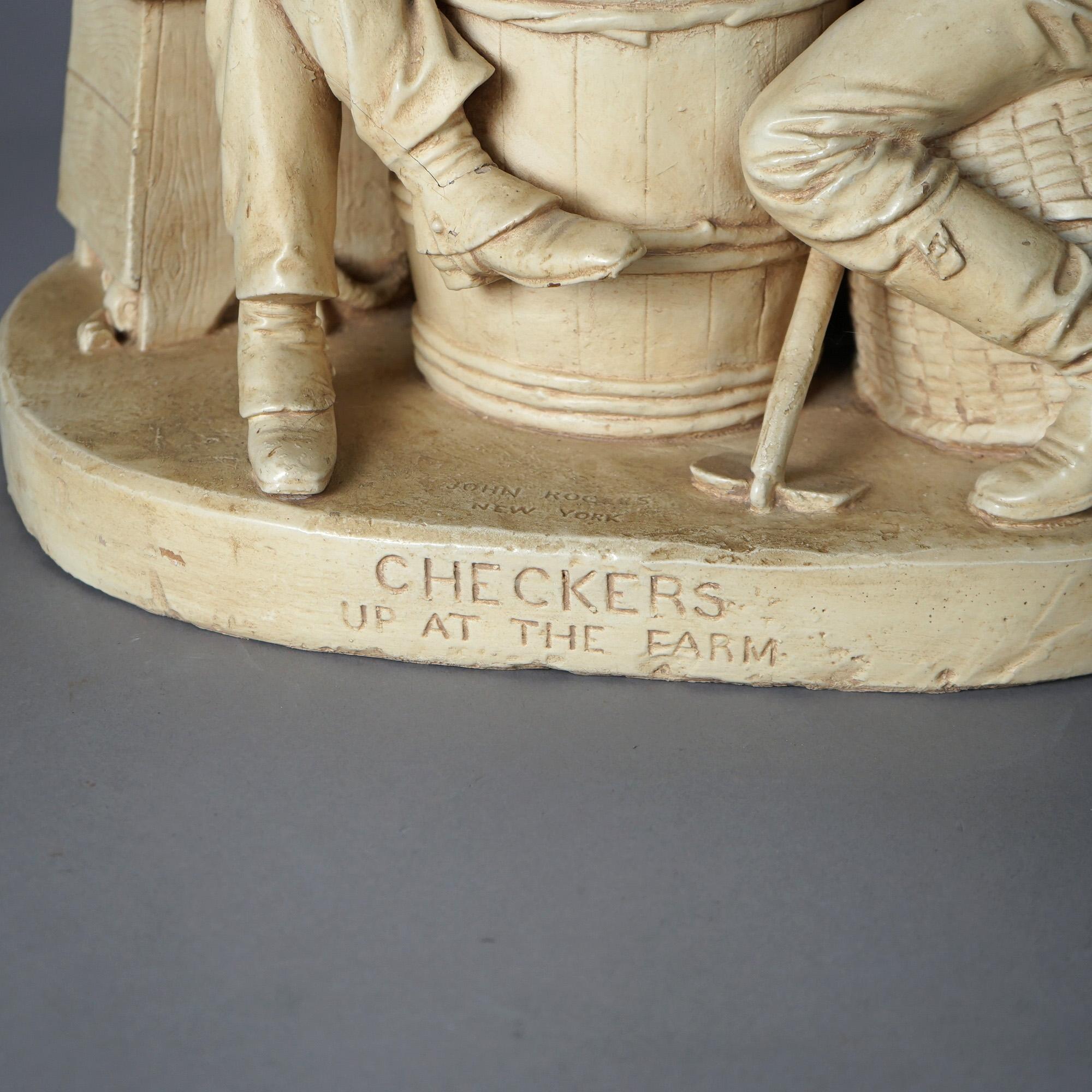 Groupe sculptural ancien Chesss de John Rogers, 19ème siècle en vente 3