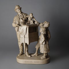 Antique John Rogers Sculptural Group "Organ Grinder & Monkey", 19th C