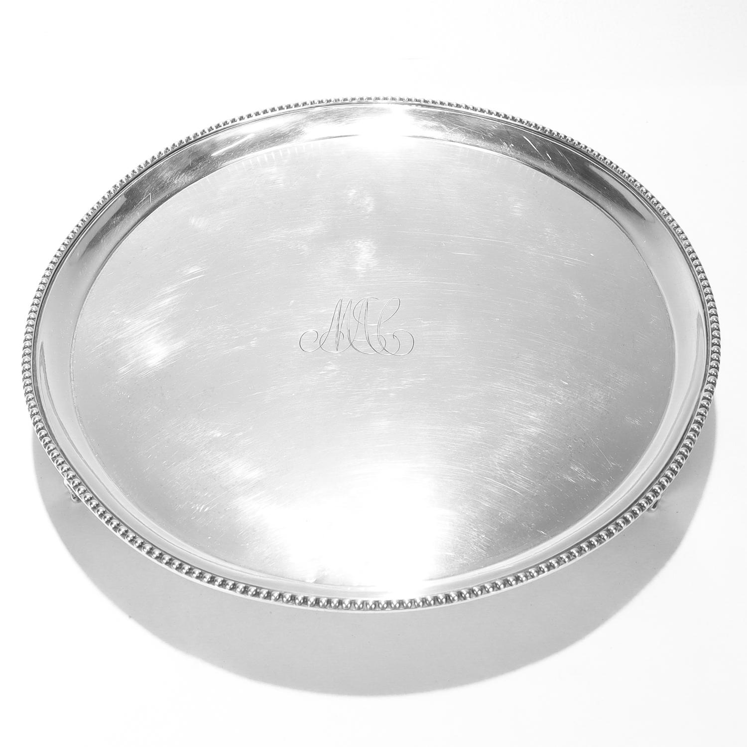XX secolo Antico salver in argento con monete americane del 19° secolo di John Targee con il marchio IT in vendita