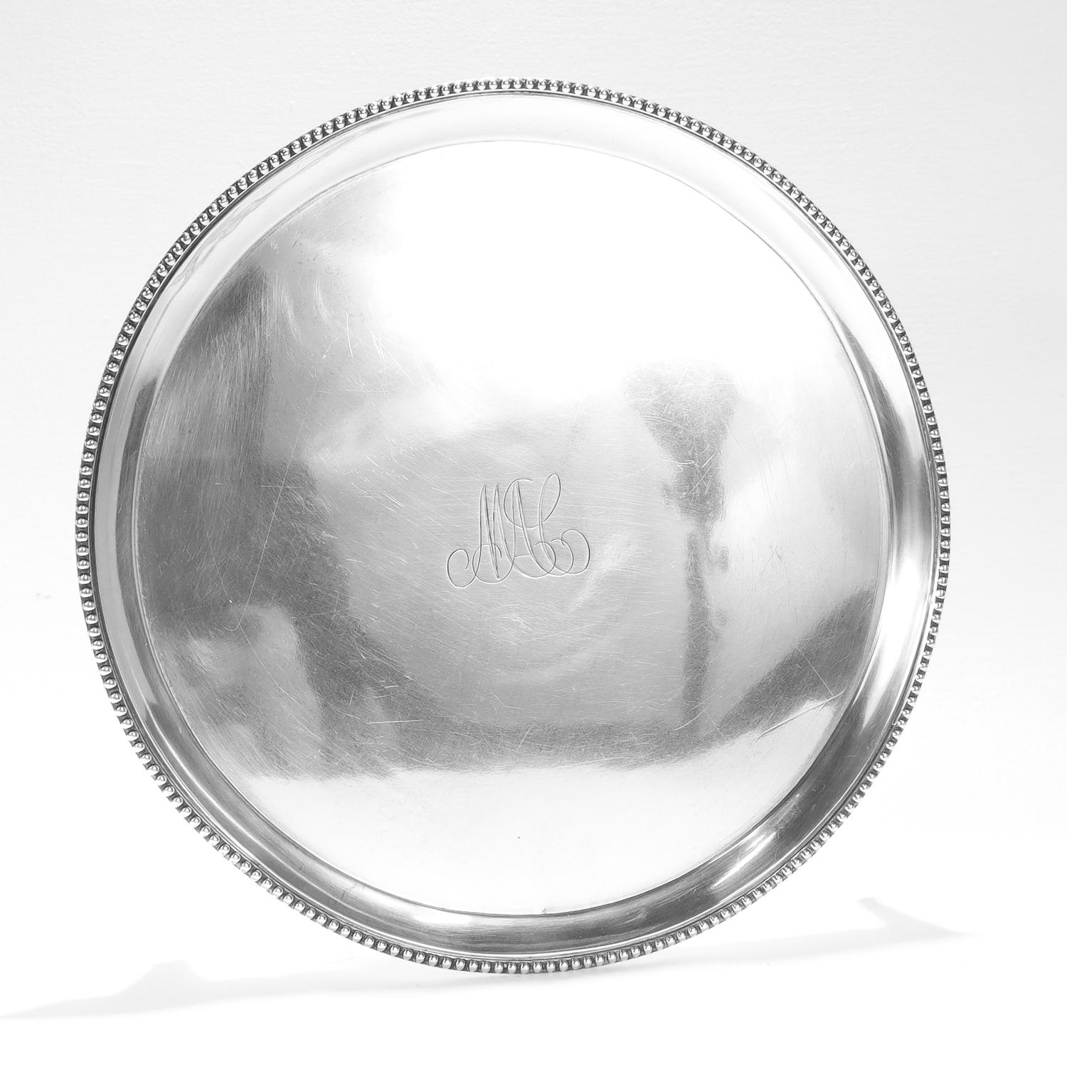 Antico salver in argento con monete americane del 19° secolo di John Targee con il marchio IT in vendita 1