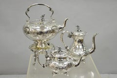 Antique John Turton Sheffield England Victorian Silver Plated Tea Set - 7 Pc Set
