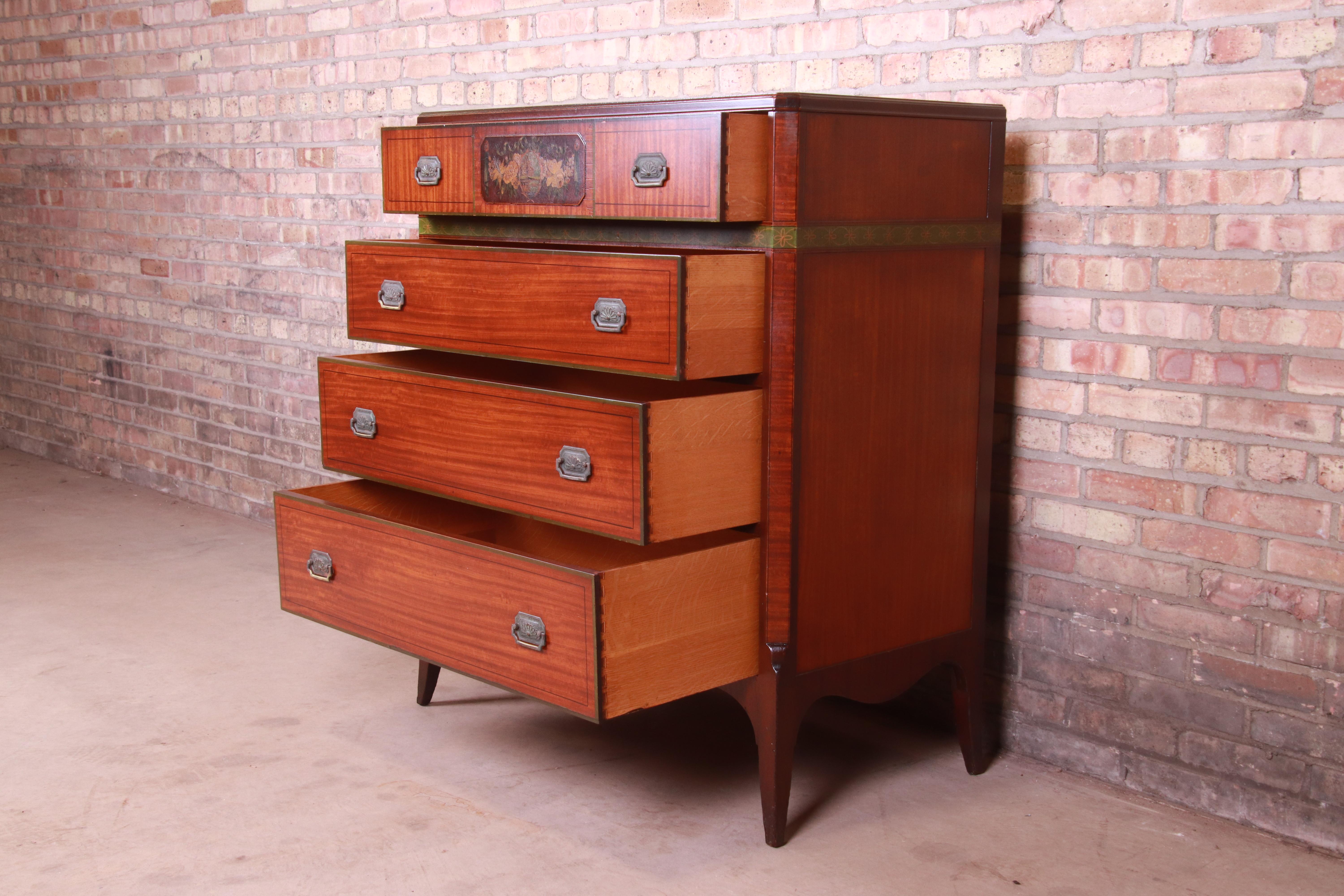 Antique John Widdicomb French Provincial Mahogany Highboy Dresser, circa 1920s 2