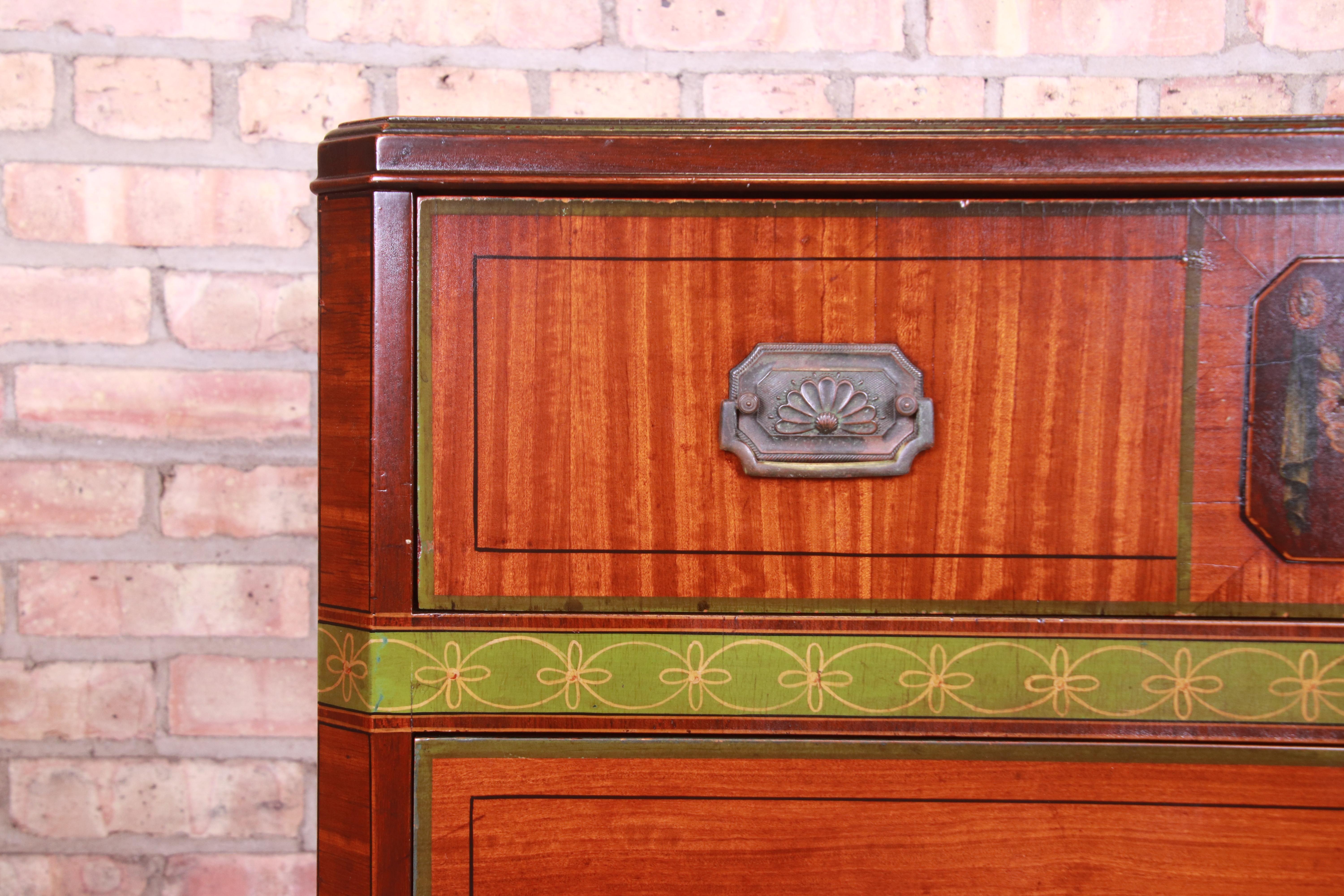 Antique John Widdicomb French Provincial Mahogany Highboy Dresser, circa 1920s 3