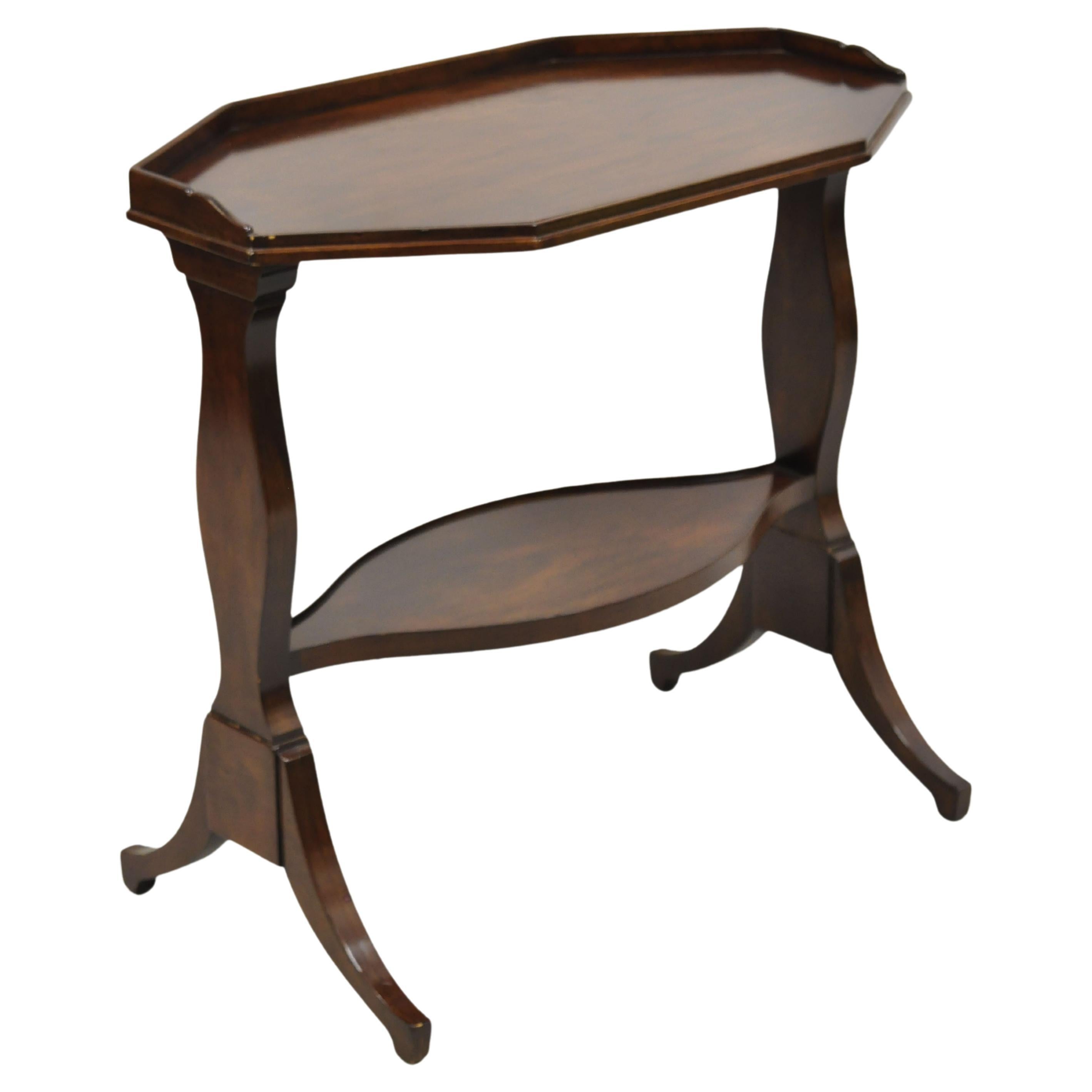 Antique John Widdicomb Mahogany Sheraton Style 2 Tier Accent Side Lamp End Table