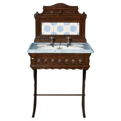 Antique Johnson Brothers Sink on Cast Iron Stand