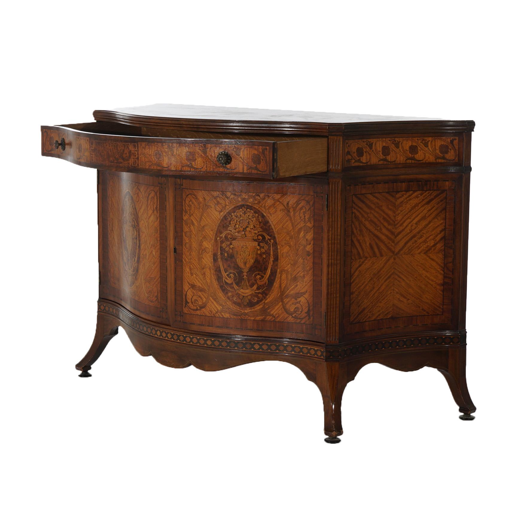 Inlay Antique Johnson Furniture Co. French Marquetry Satinwood & Rosewood Sideboard  For Sale