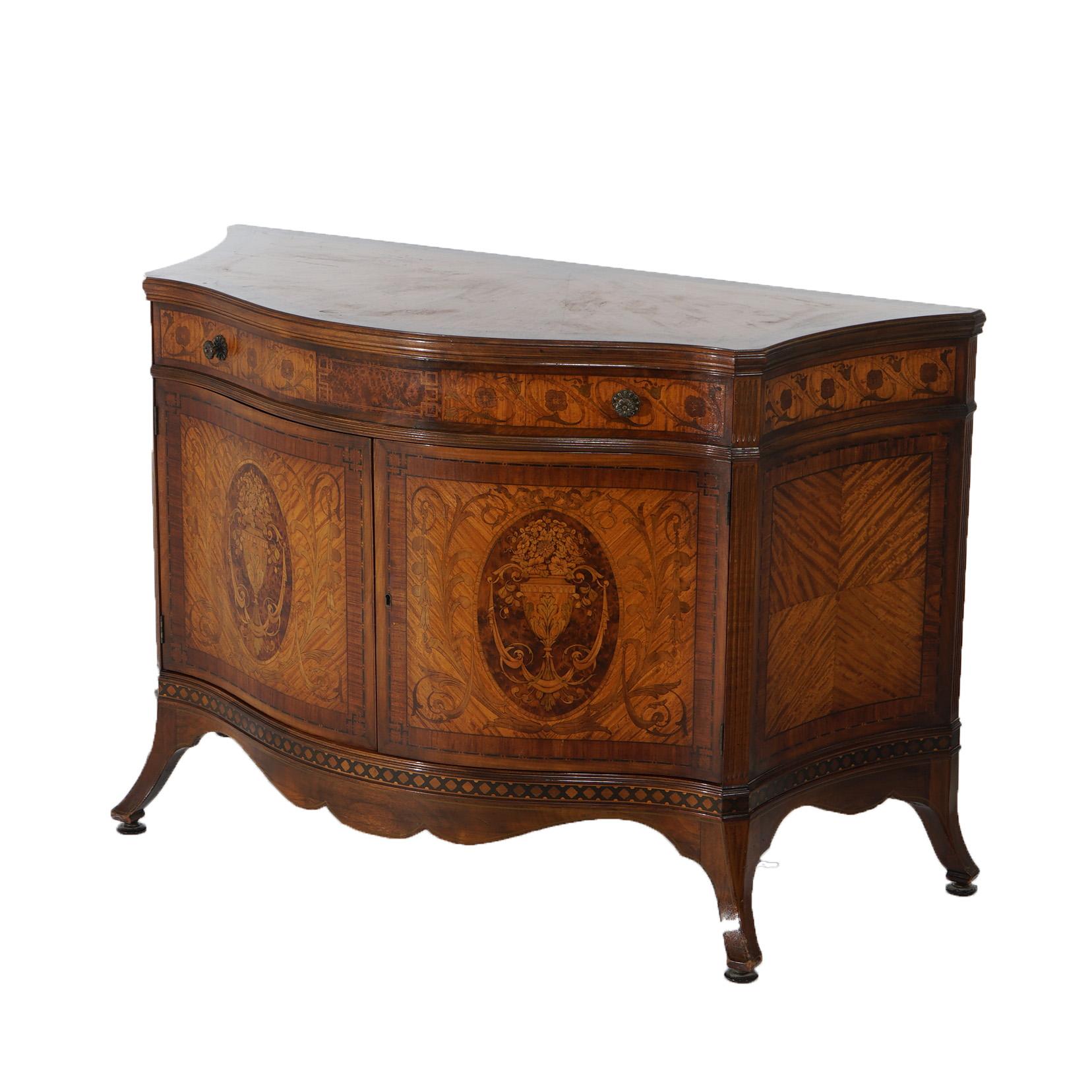 Antique Johnson Furniture Co. French Marquetry Satinwood & Rosewood Sideboard  In Good Condition For Sale In Big Flats, NY