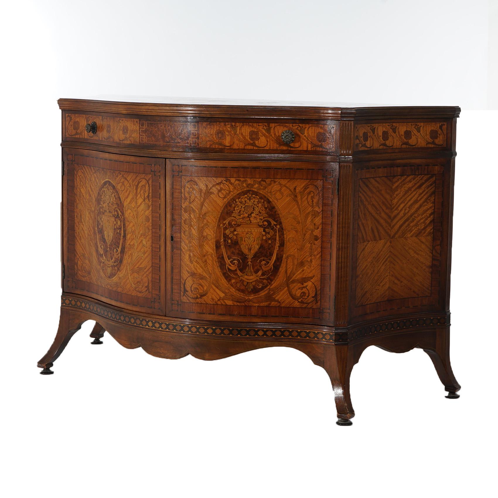 20th Century Antique Johnson Furniture Co. French Marquetry Satinwood & Rosewood Sideboard  For Sale