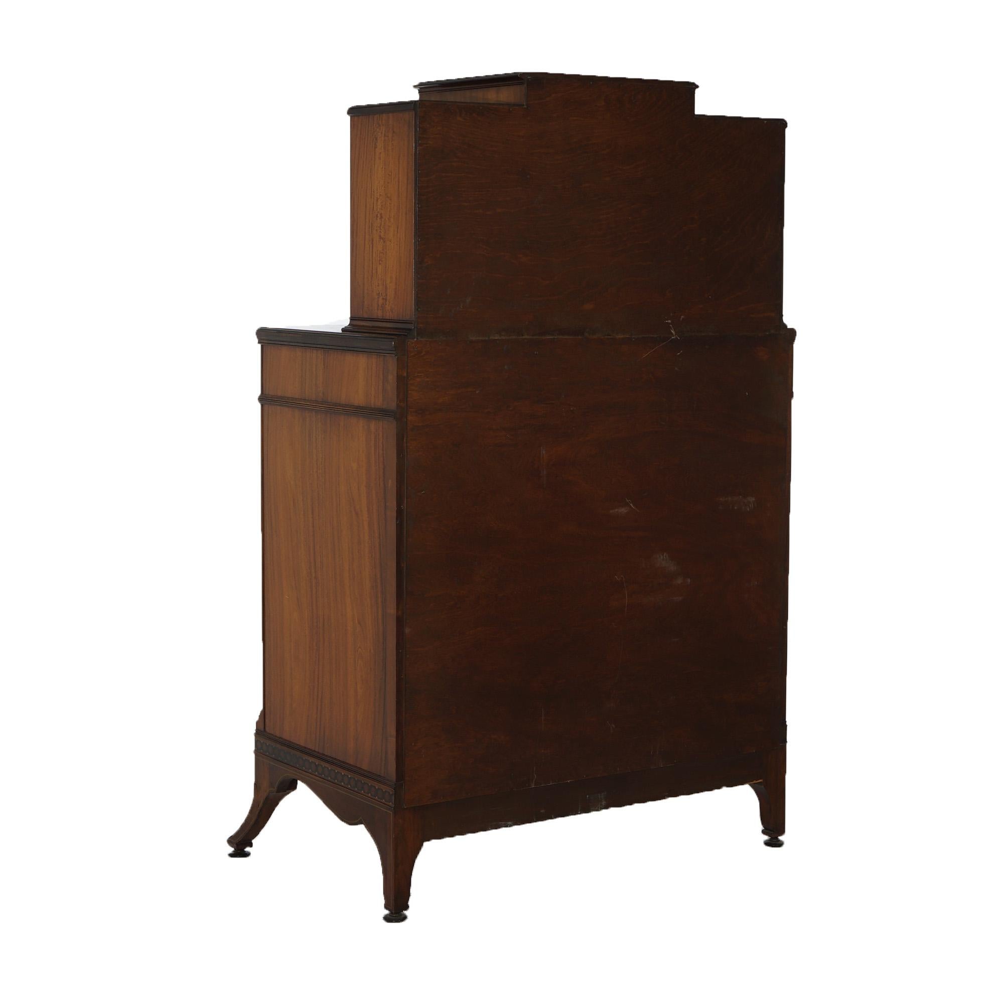 Antique Johnson Furniture Co. Satinwood & Mahogany Marquetry Chifferobe Dresser For Sale 8
