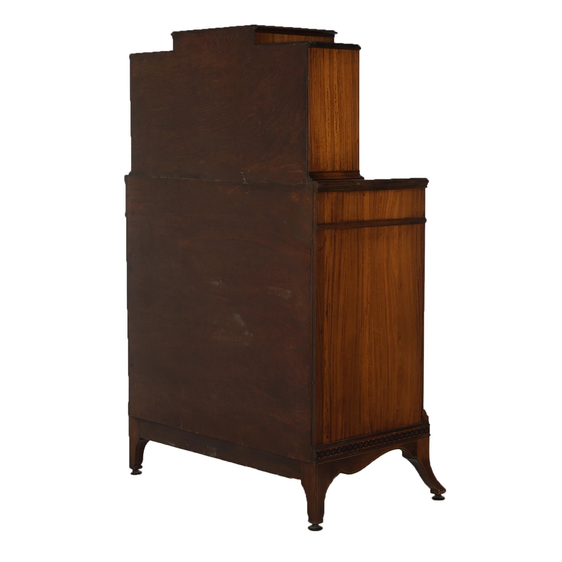 Antique Johnson Furniture Co. Satinwood & Mahogany Marquetry Chifferobe Dresser For Sale 9