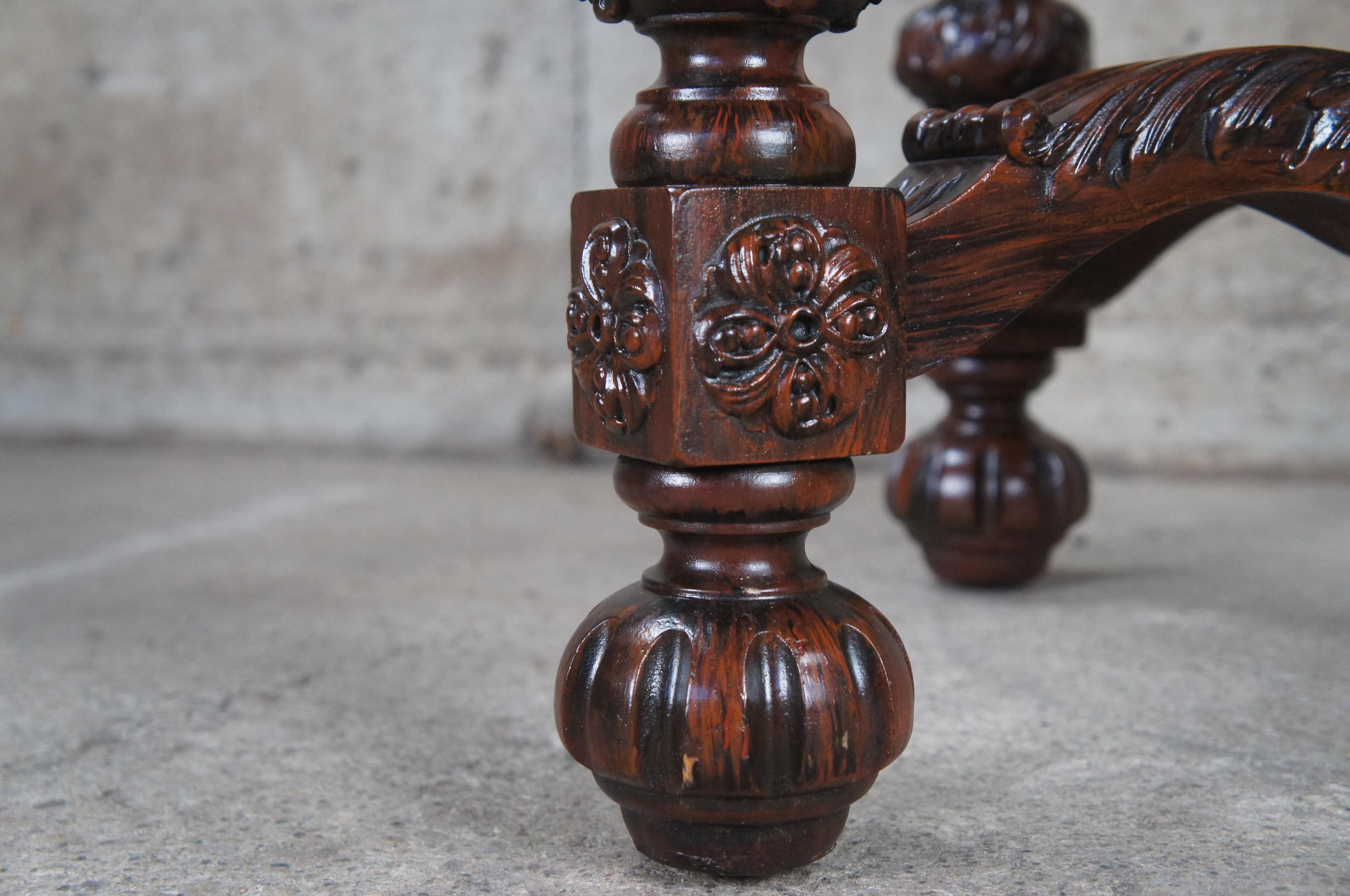 Antique Johnson Handley Johnson European Carved Walnut & Satinwood Octagon Table For Sale 4