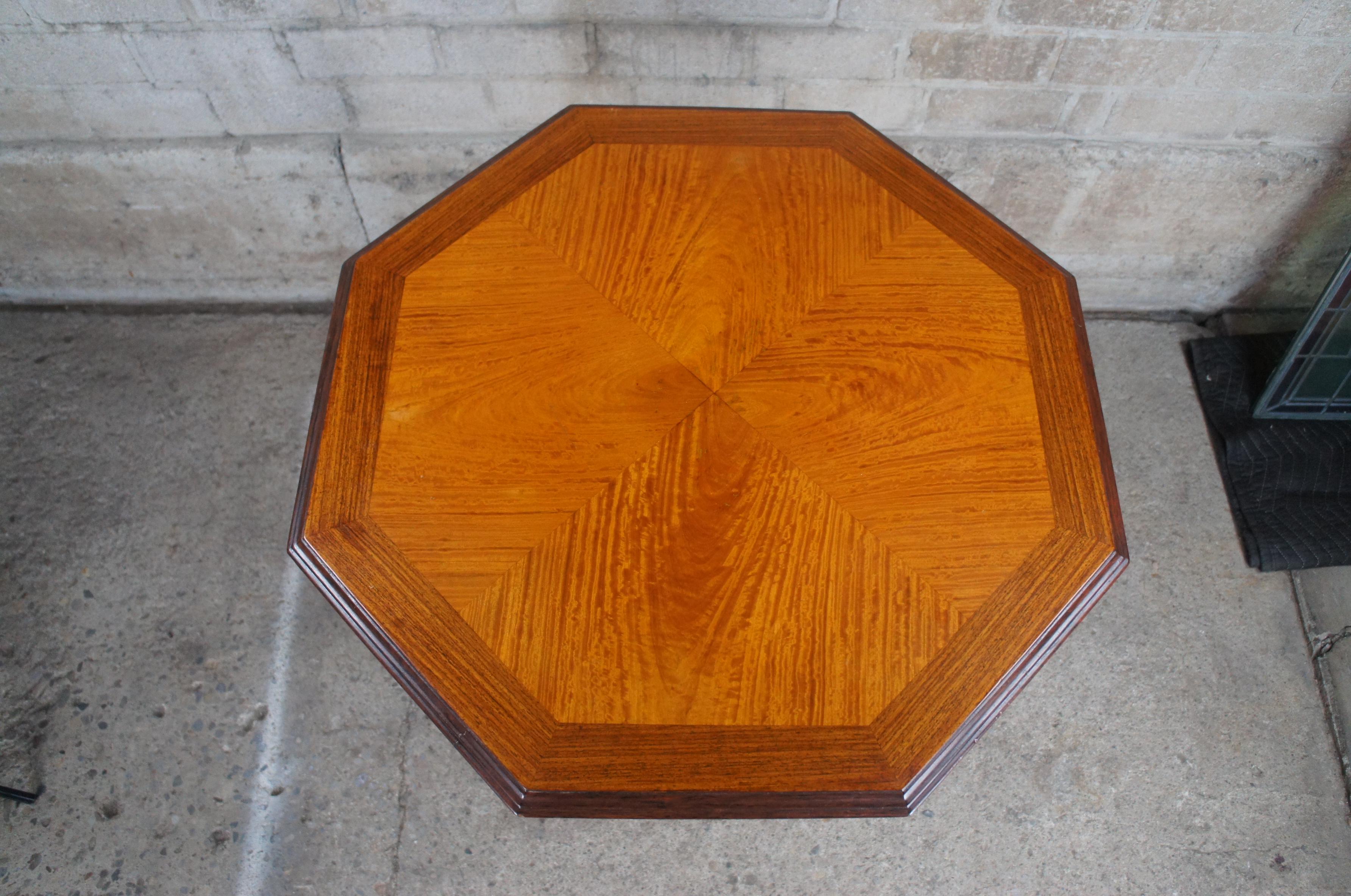 Baroque Antique Johnson Handley Johnson European Carved Walnut & Satinwood Octagon Table For Sale