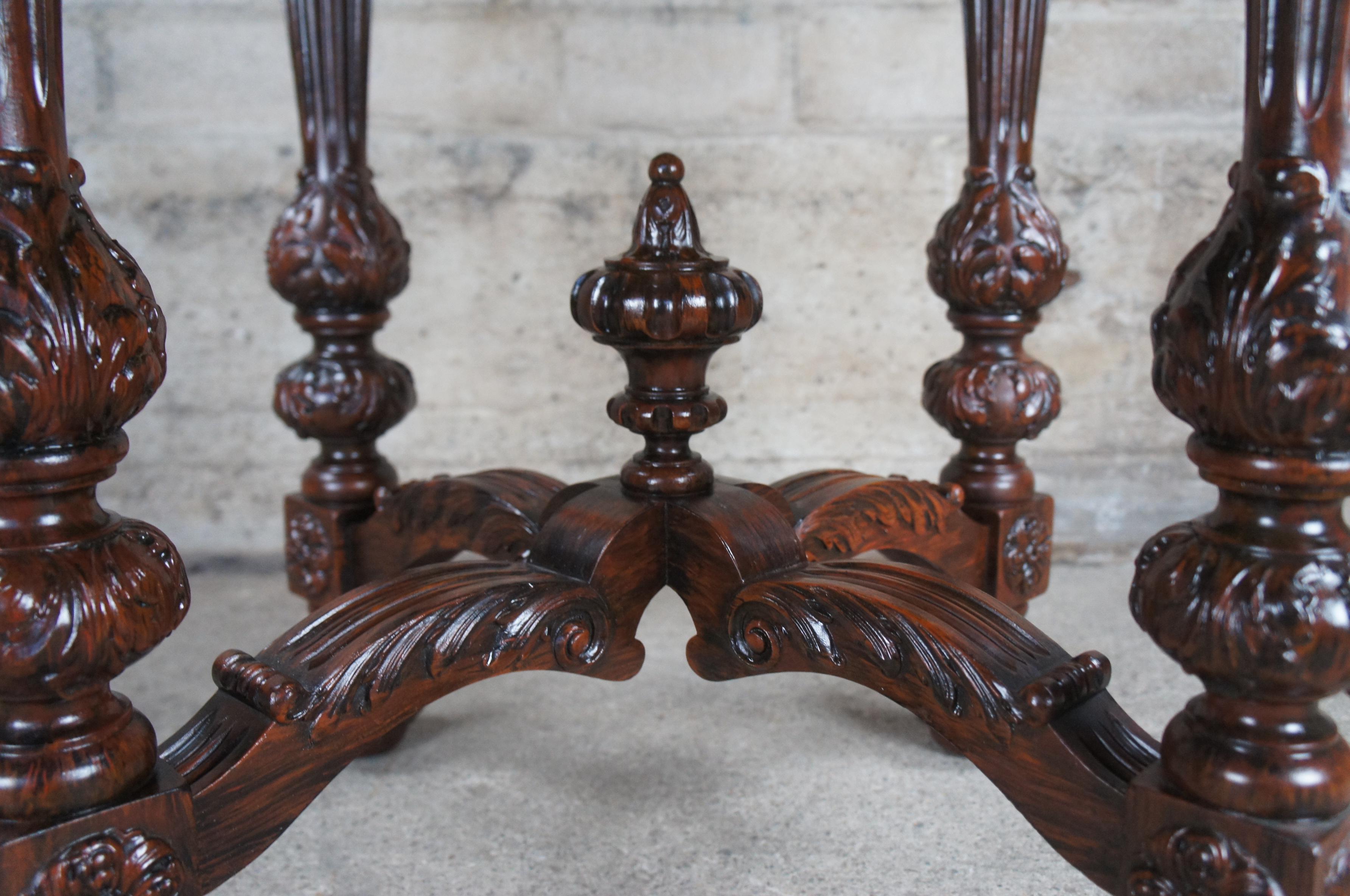Antique Johnson Handley Johnson European Carved Walnut & Satinwood Octagon Table For Sale 2