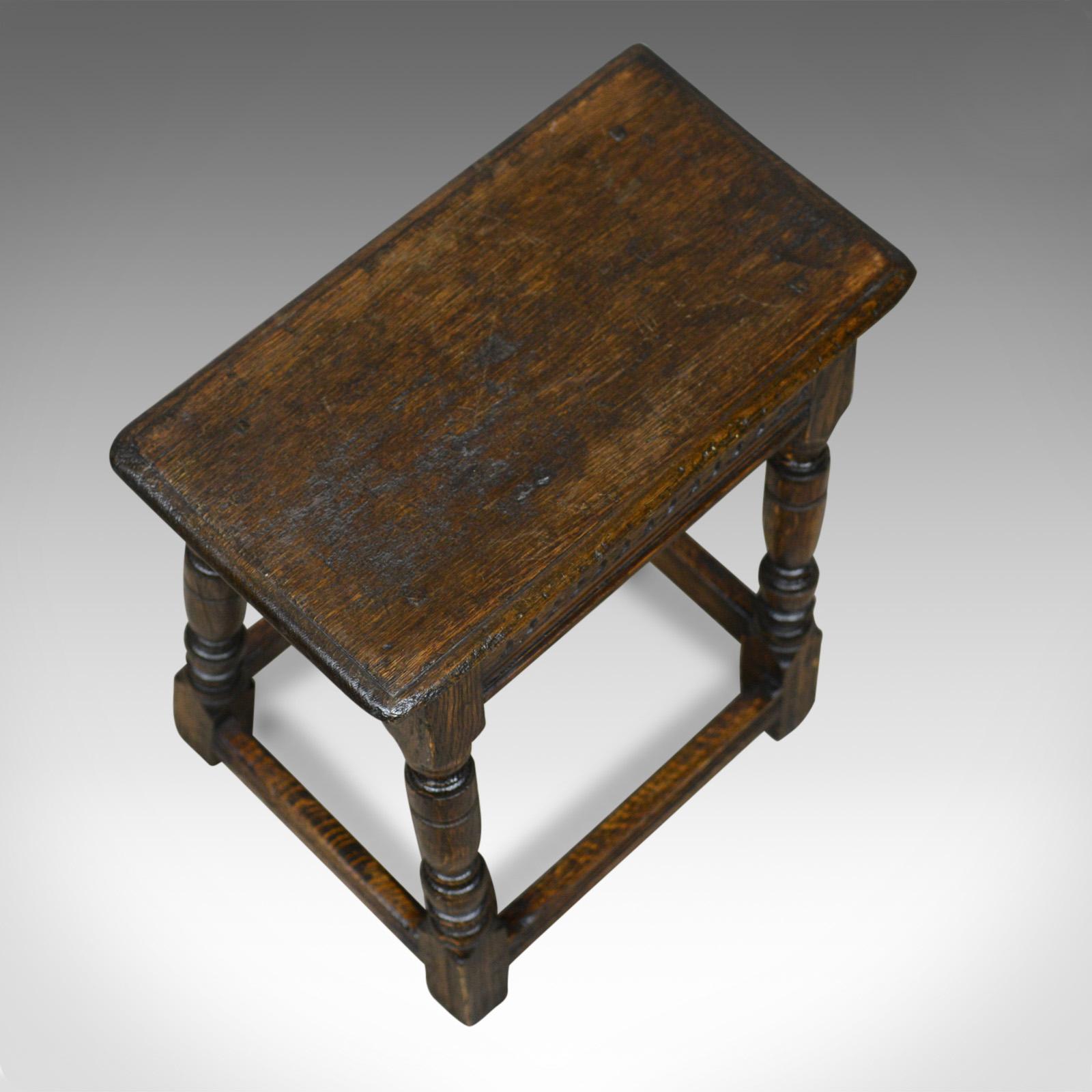 Antique Joint Stool, English, Oak, Victorian, Jacobean Revival, circa 1900 In Good Condition In Hele, Devon, GB