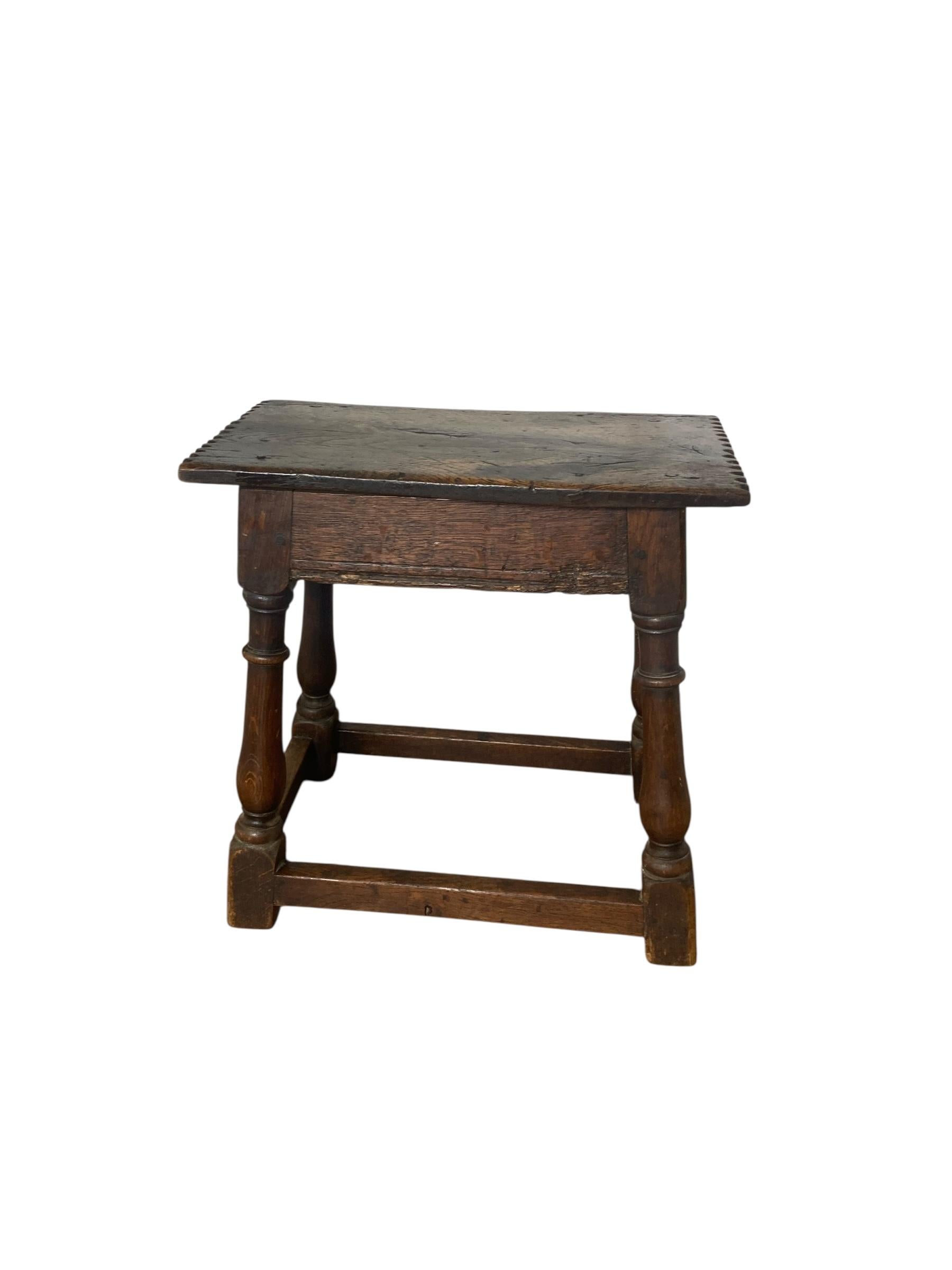 Antique joint stool, English, oak, Victorian Jacobean revival stool For Sale 4
