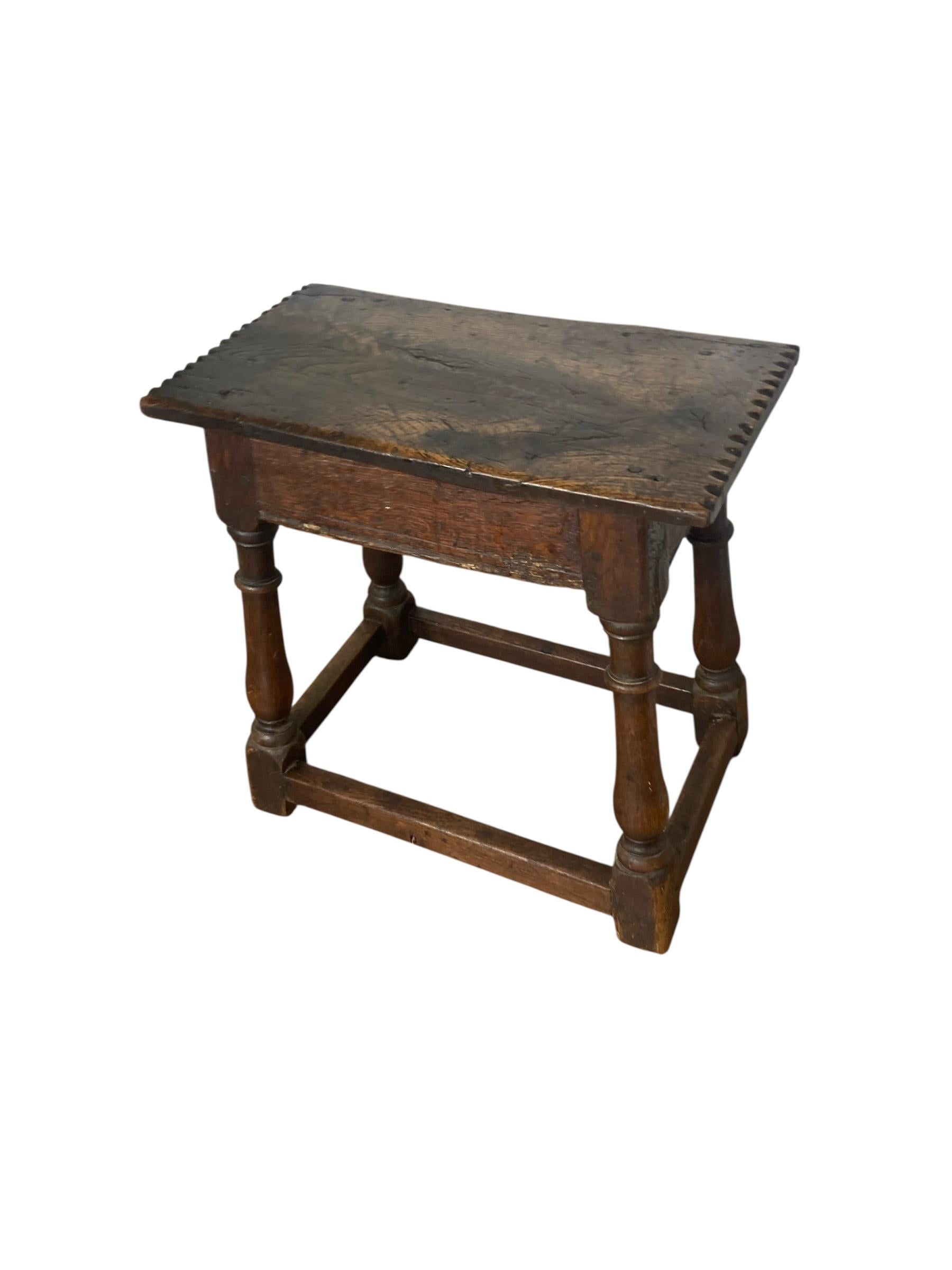 Oak Antique joint stool, English, oak, Victorian Jacobean revival stool For Sale