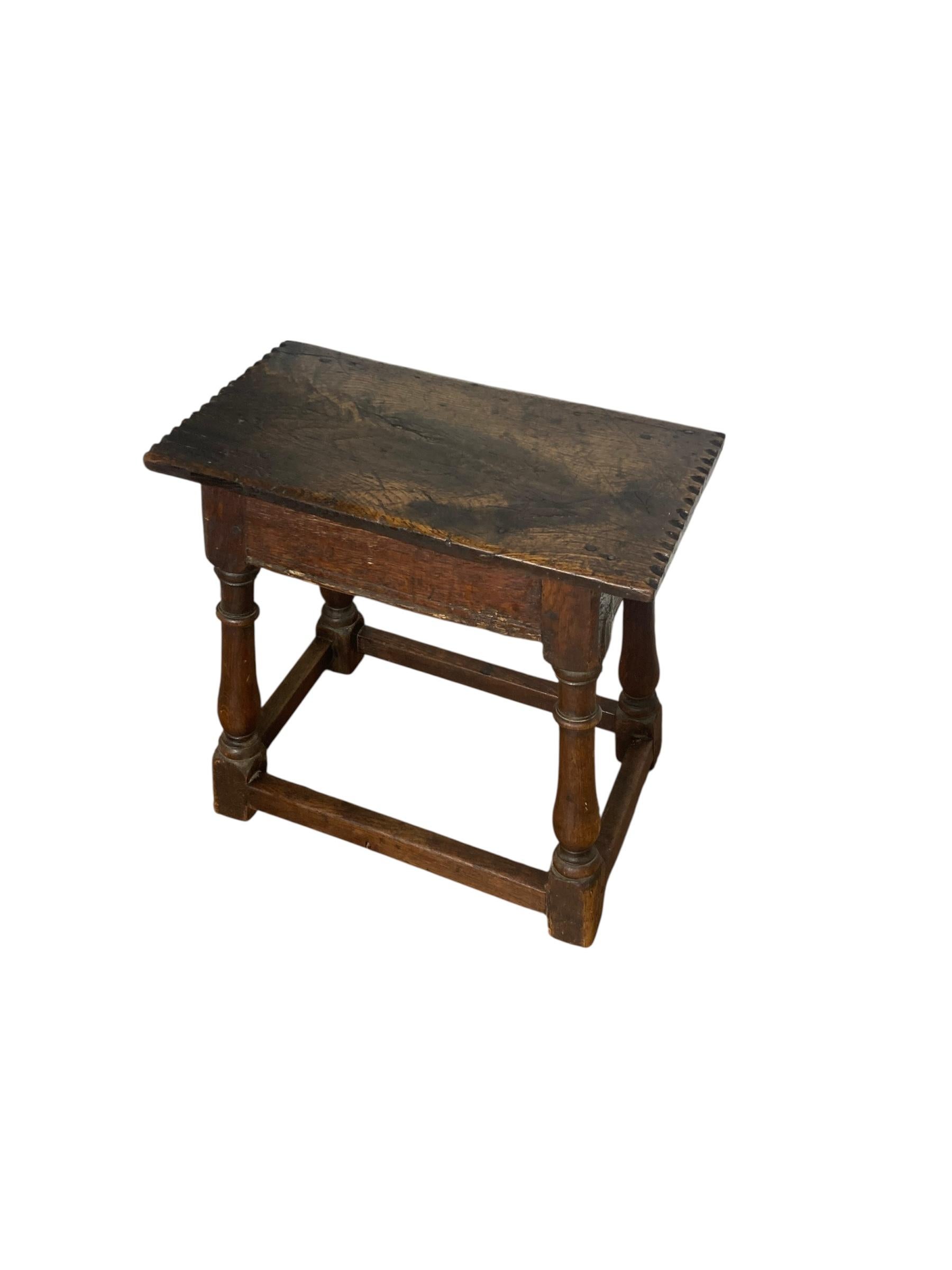 Antique joint stool, English, oak, Victorian Jacobean revival stool For Sale 1