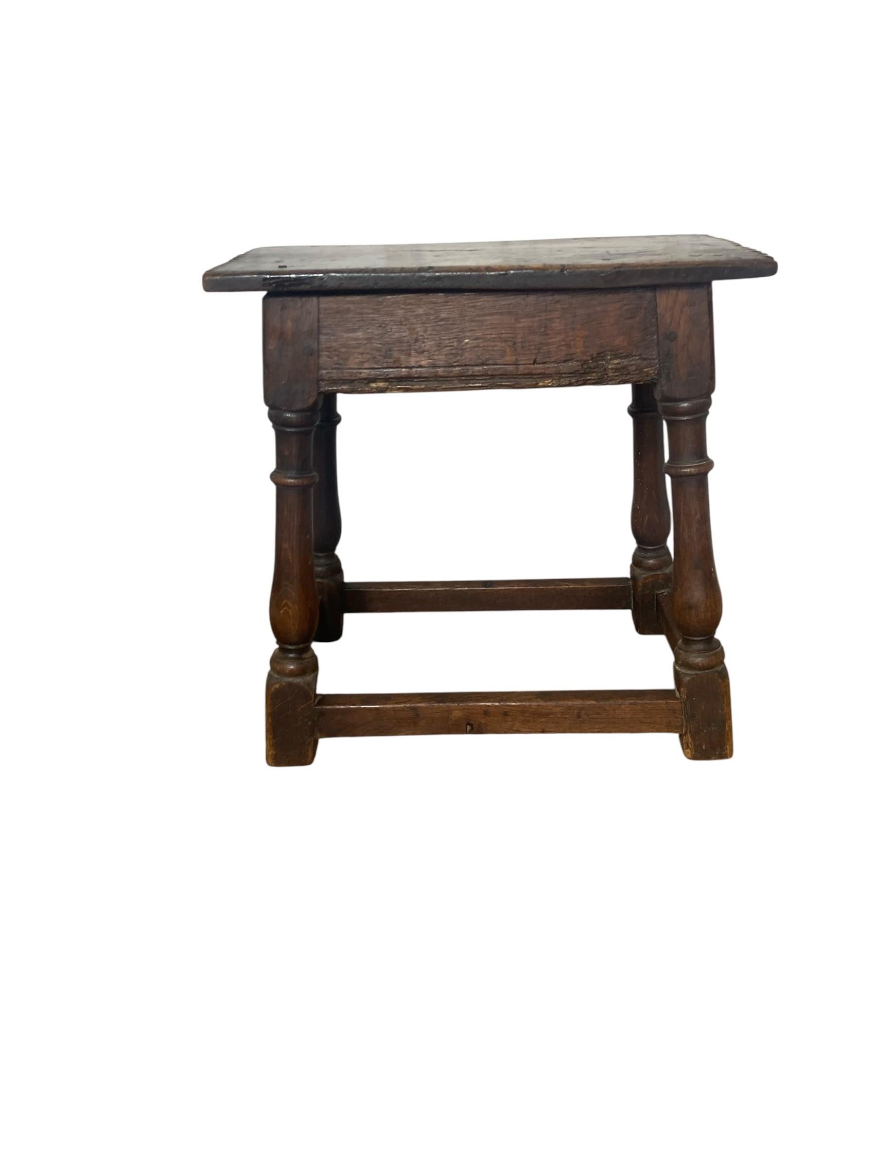 Antique joint stool, English, oak, Victorian Jacobean revival stool For Sale 2