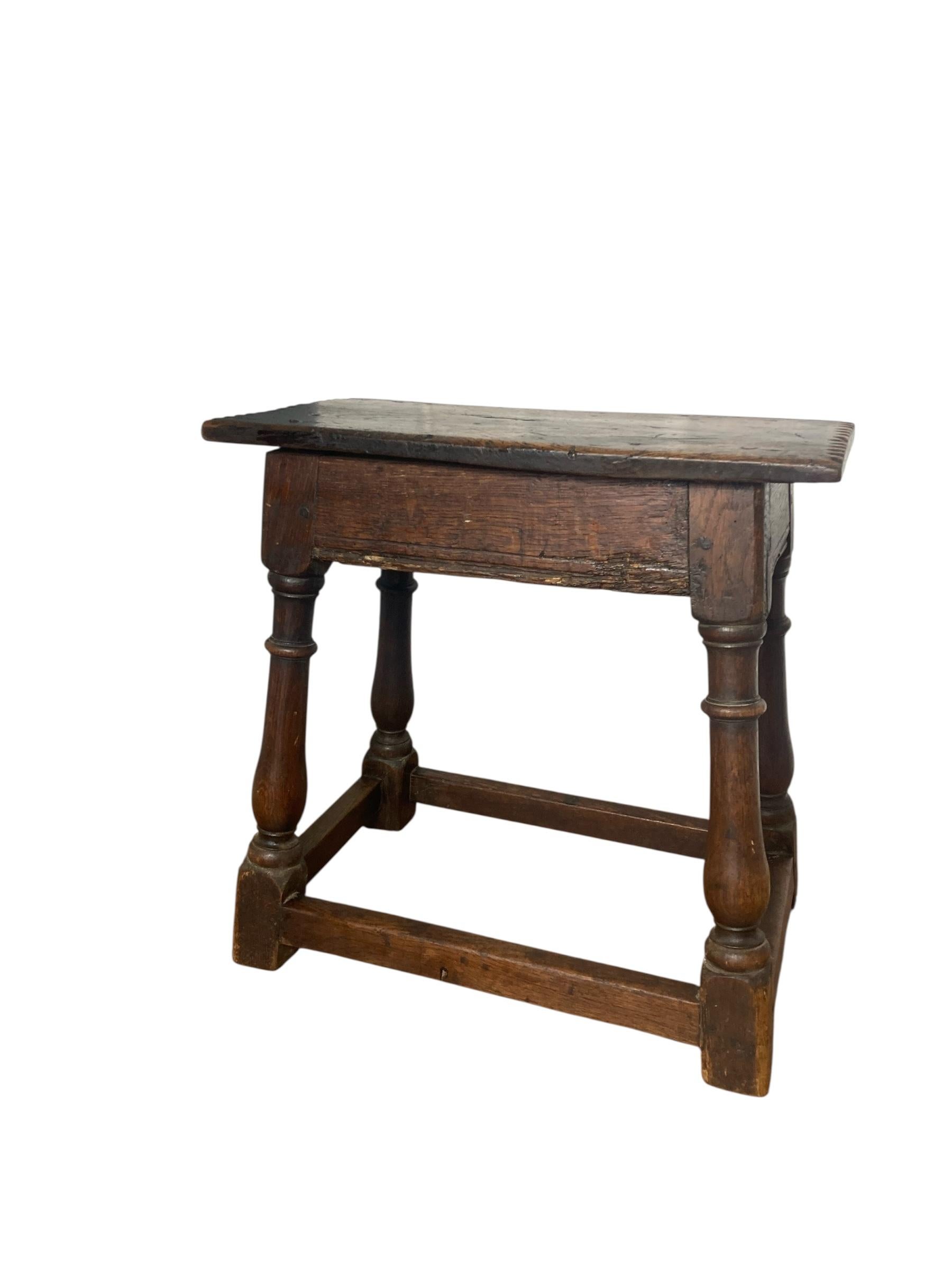 Antique joint stool, English, oak, Victorian Jacobean revival stool For Sale 3