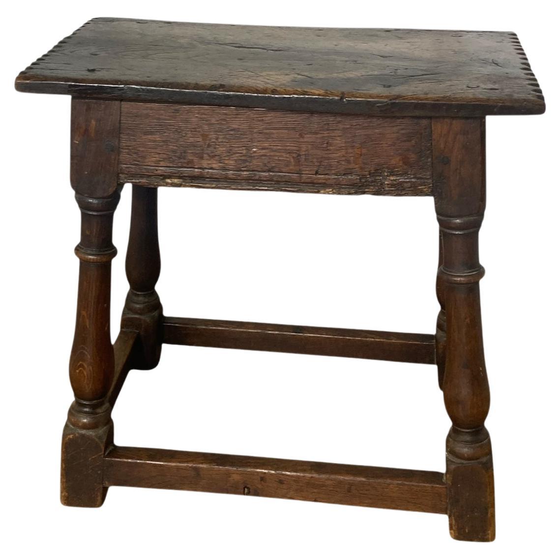Antique joint stool, English, oak, Victorian Jacobean revival stool For Sale