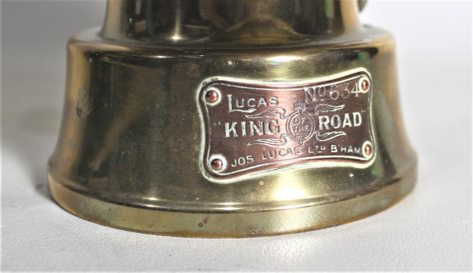Antique Jos. Lucas King of the Road Model 634 Brass Automobile Kerosene Lantern For Sale 2