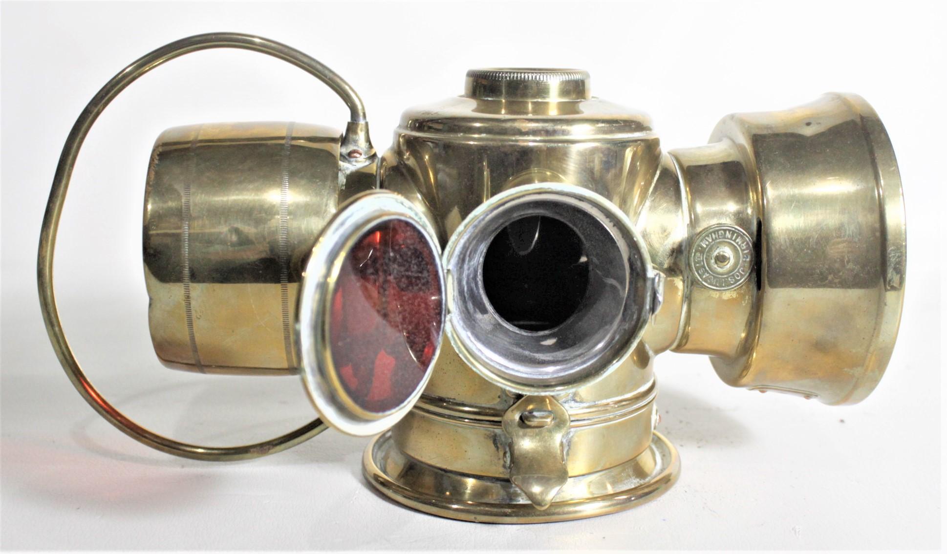 English Antique Jos. Lucas King of the Road Model 634 Brass Automobile Kerosene Lantern For Sale