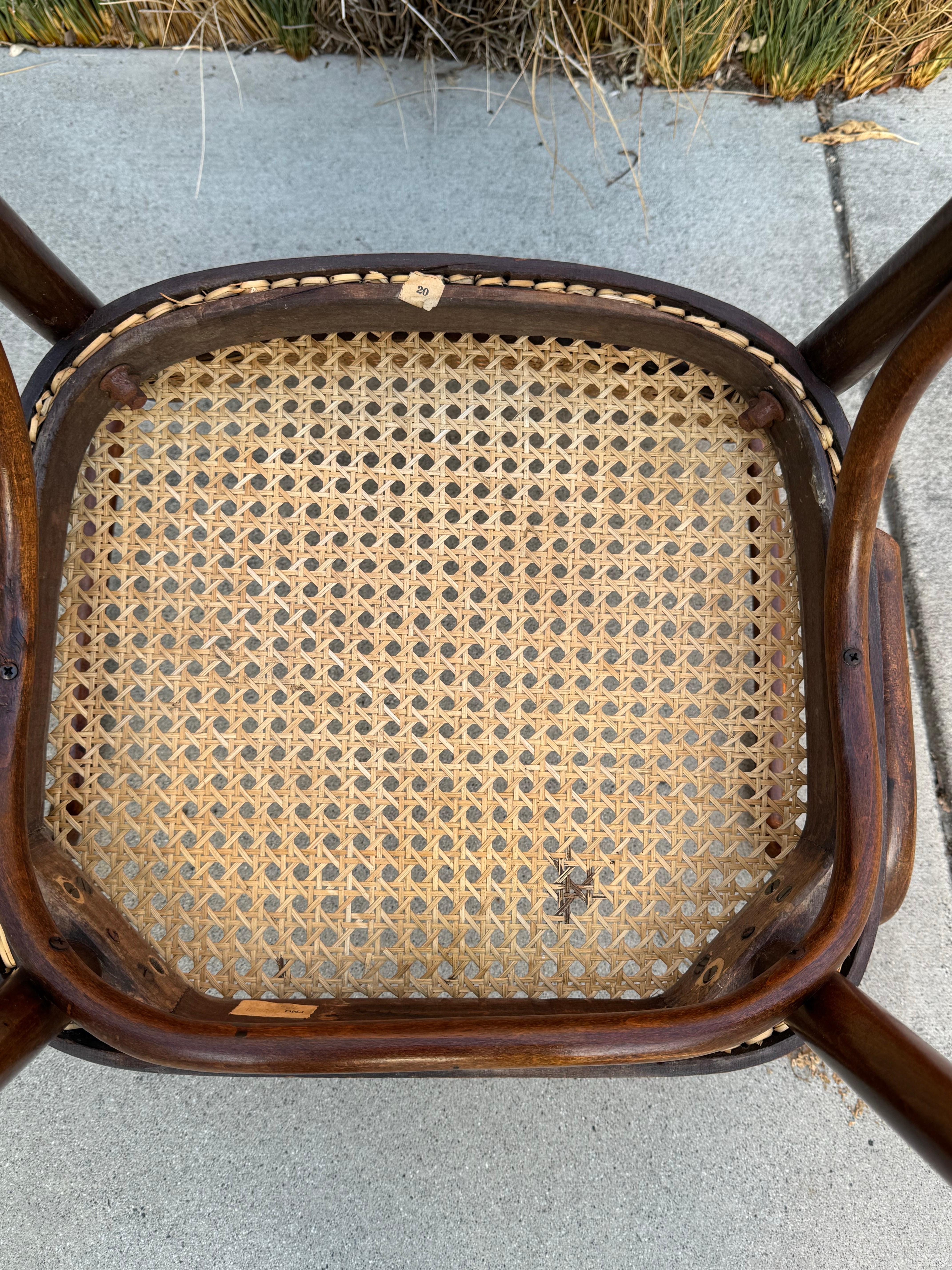 Antique Josef Hoffmann Bentwood and Cane Prague Chair, FMG Made In Poland For Sale 4