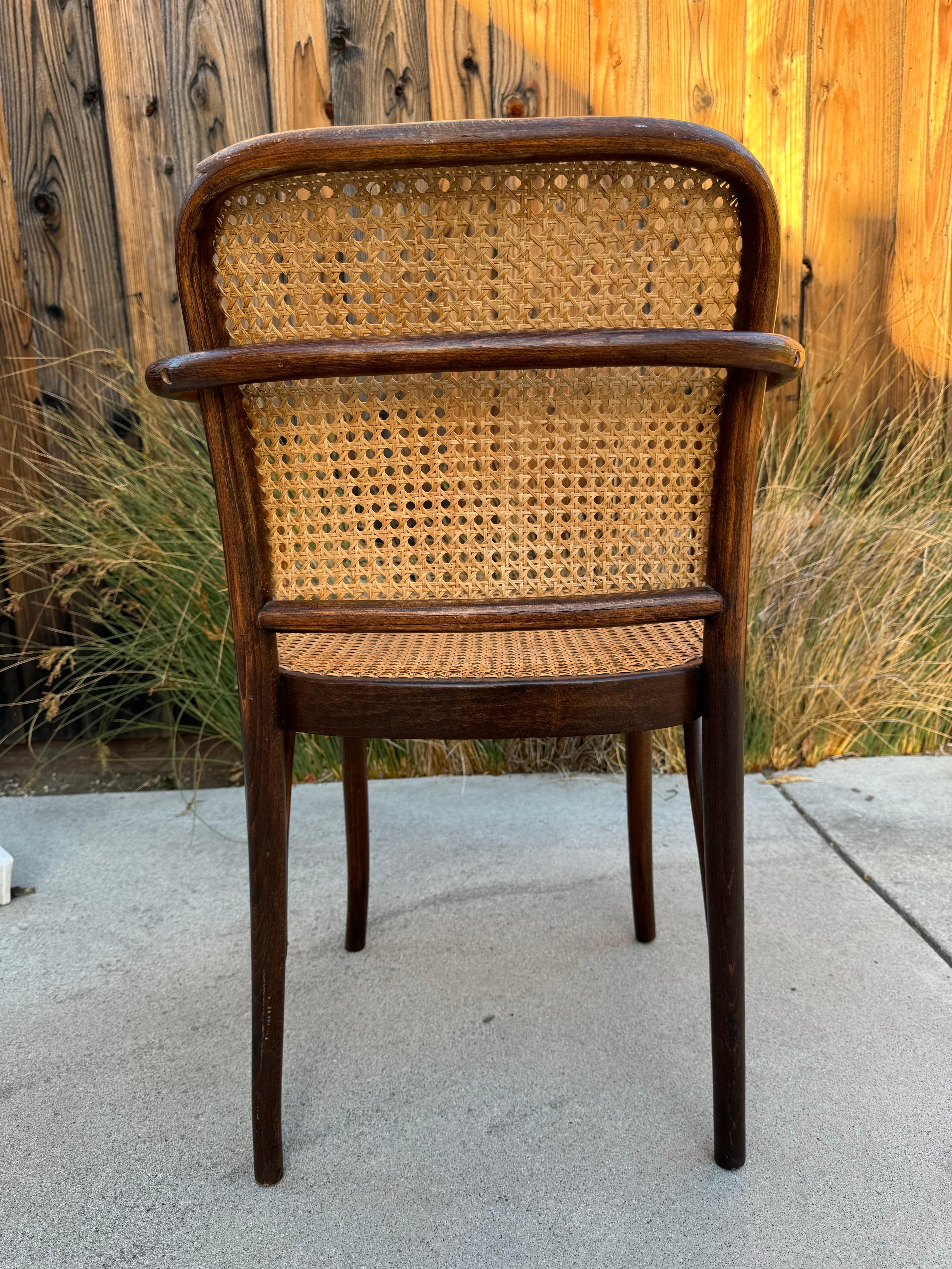Antique Josef Hoffmann Bentwood and Cane Prague Chair, FMG Made In Poland In Good Condition For Sale In San Carlos, CA